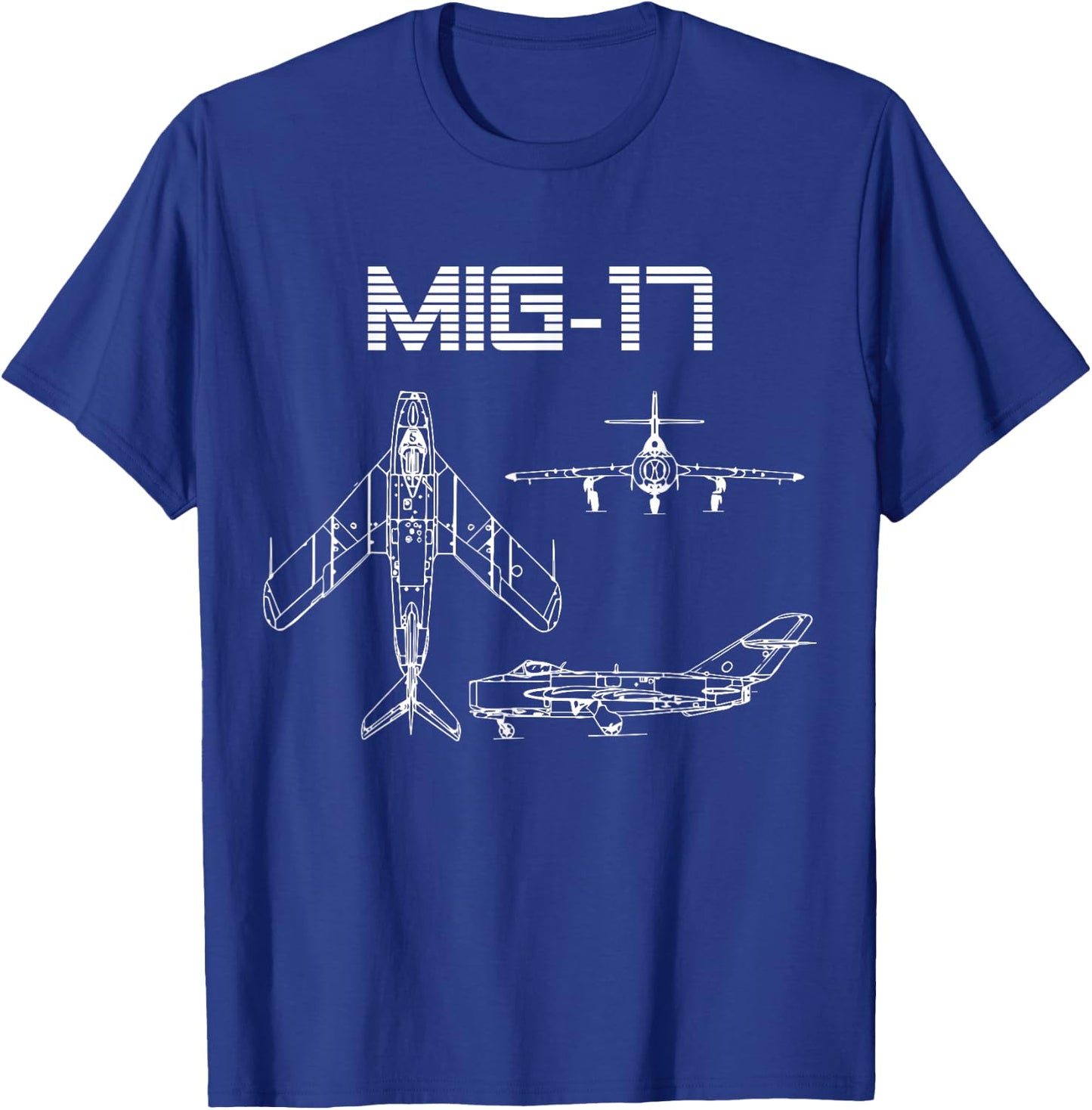 Mig-17 Soviet Plane Warbird Blueprint Schematics Diagram T-Shirt - T-Shirt | Royal