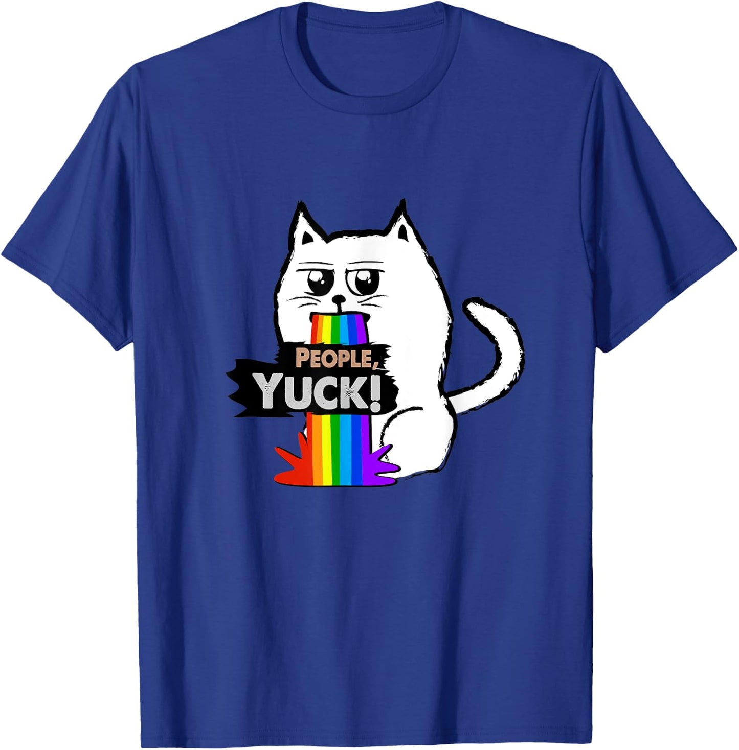 People, Yuck! Cute Sarcastic Cat throwing up a rainbow Women Kids T-Shirt - T-Shirt | Royal