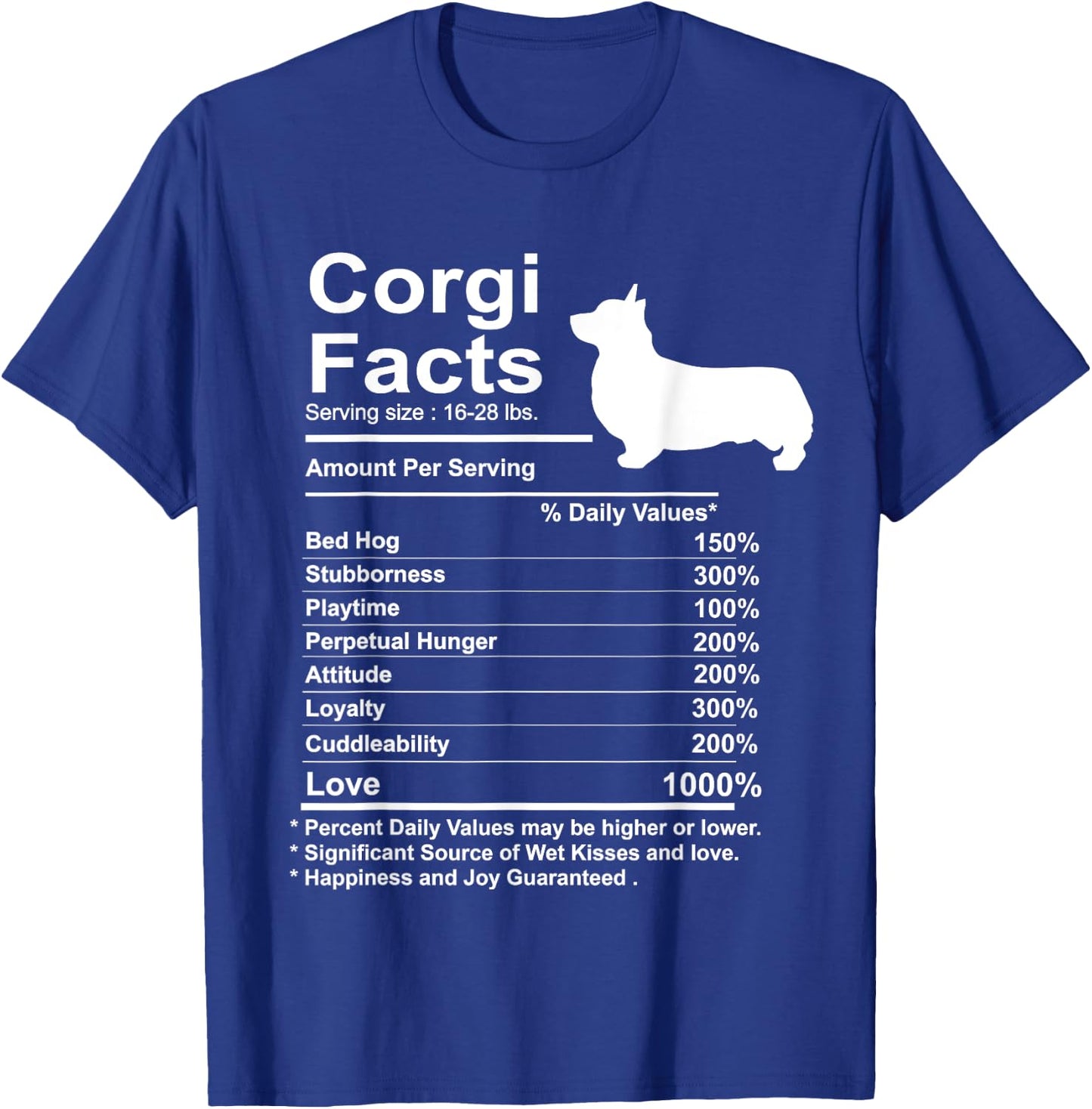 Funny Corgi Facts Nutrition Gift Cardigan Pembroke T-Shirt - T-Shirt | Royal