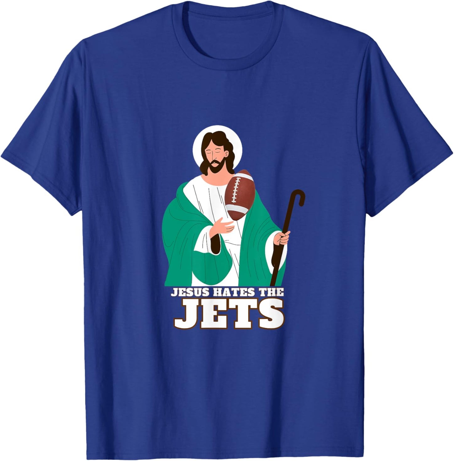 Jesus Hates The Jets Football Shirt T-Shirt - T-Shirt | Royal