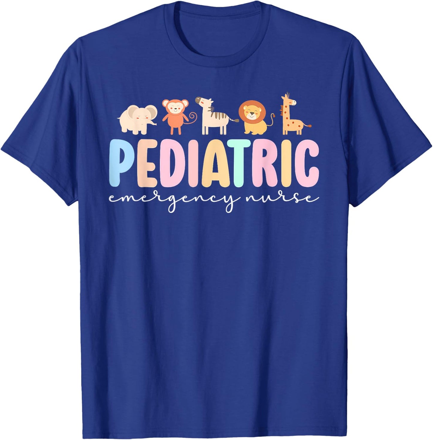 Pediatric Emergency Nurse Safari Animals Peds ER Nurse Women T-Shirt - T-Shirt | Royal