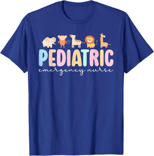Pediatric Emergency Nurse Safari Animals Peds ER Nurse Women T-Shirt - T-Shirt | Royal