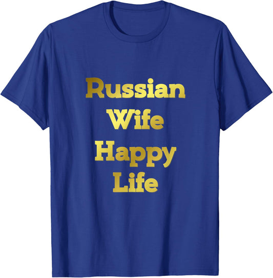 Russian Wife Happy Life Fun USSR Soviet Vodka Red T-Shirt - T-Shirt | Royal