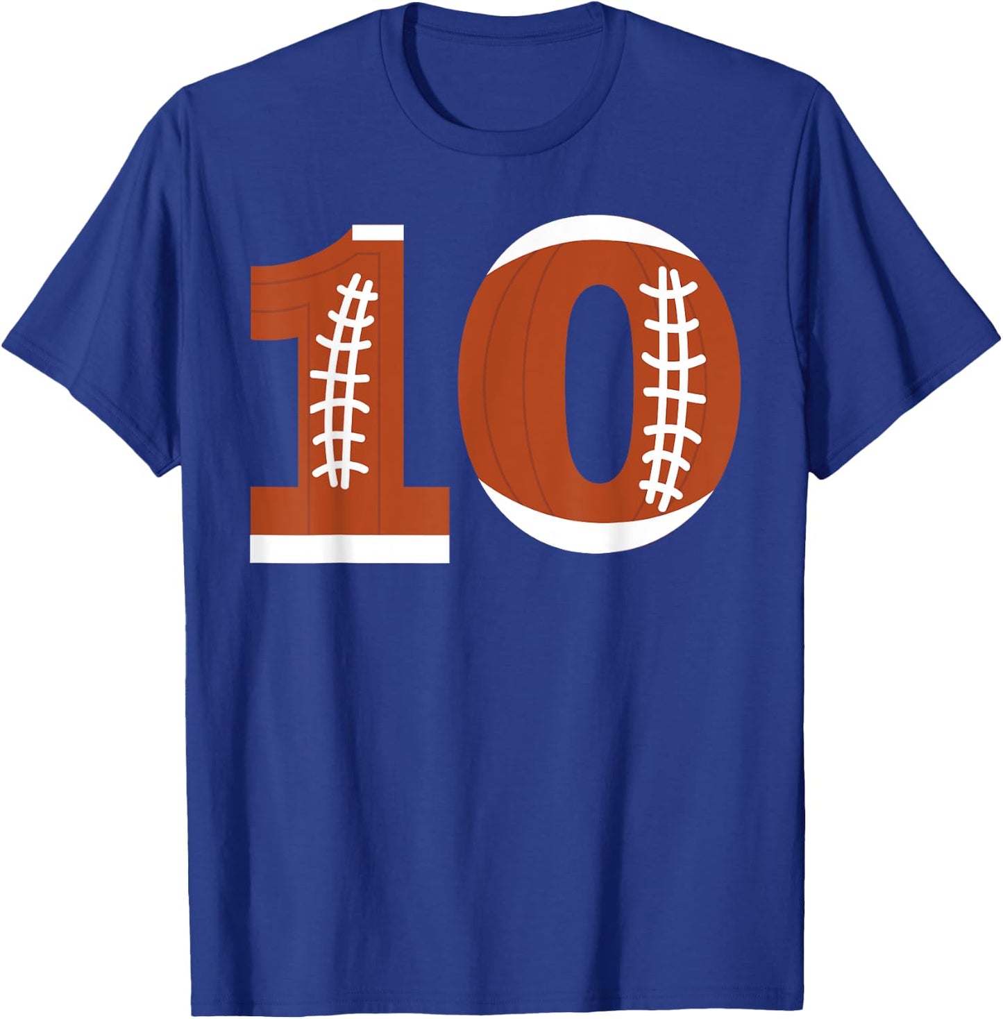 10th Birthday Football Ball Boys | 10 Year Old Gift T-Shirt - T-Shirt | Royal