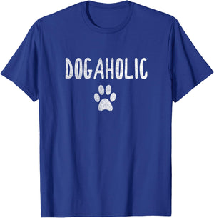 Dogaholic Distressed Look T-Shirt - T-Shirt | Royal