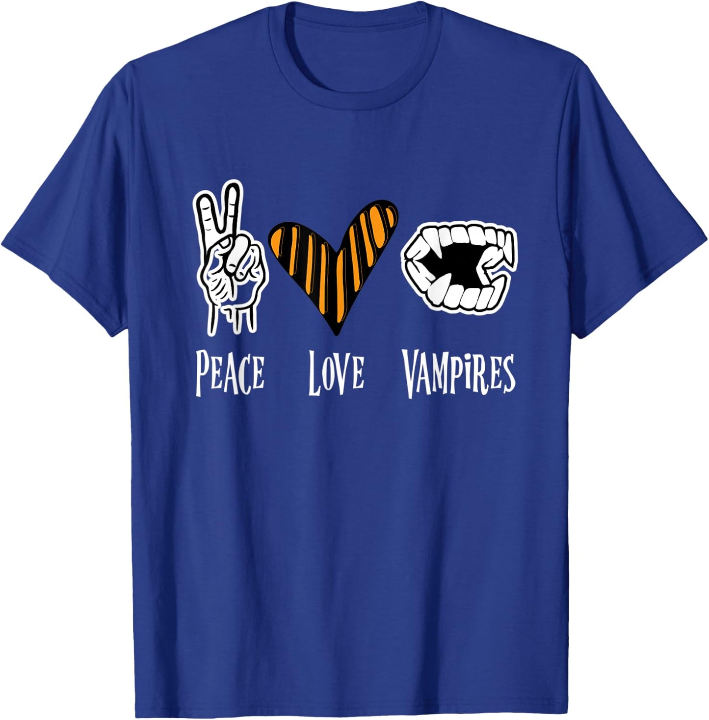 Halloween Vampire Outfit Men Women Kids Peace Love Vampire T-Shirt - T-Shirt | Royal