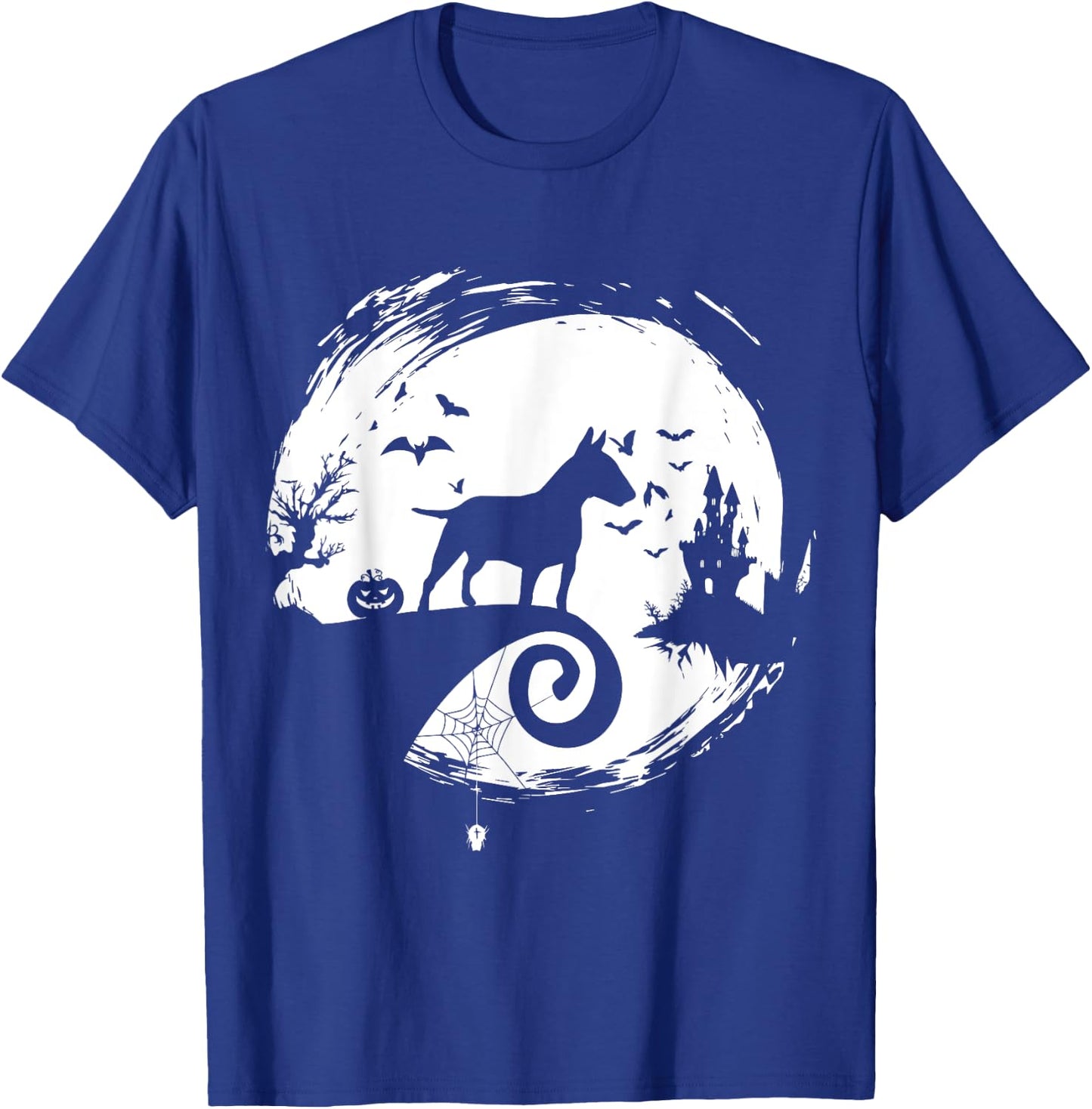 Bull Terrier Halloween Costume Bully Moon Silhouette T-Shirt - T-Shirt | Royal