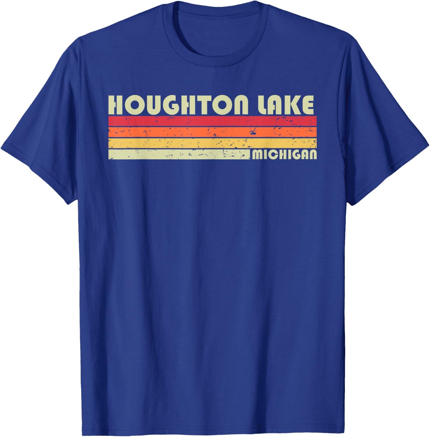 HOUGHTON LAKE MICHIGAN Funny Fishing Camping Summer Gift T-Shirt - T-Shirt | Royal