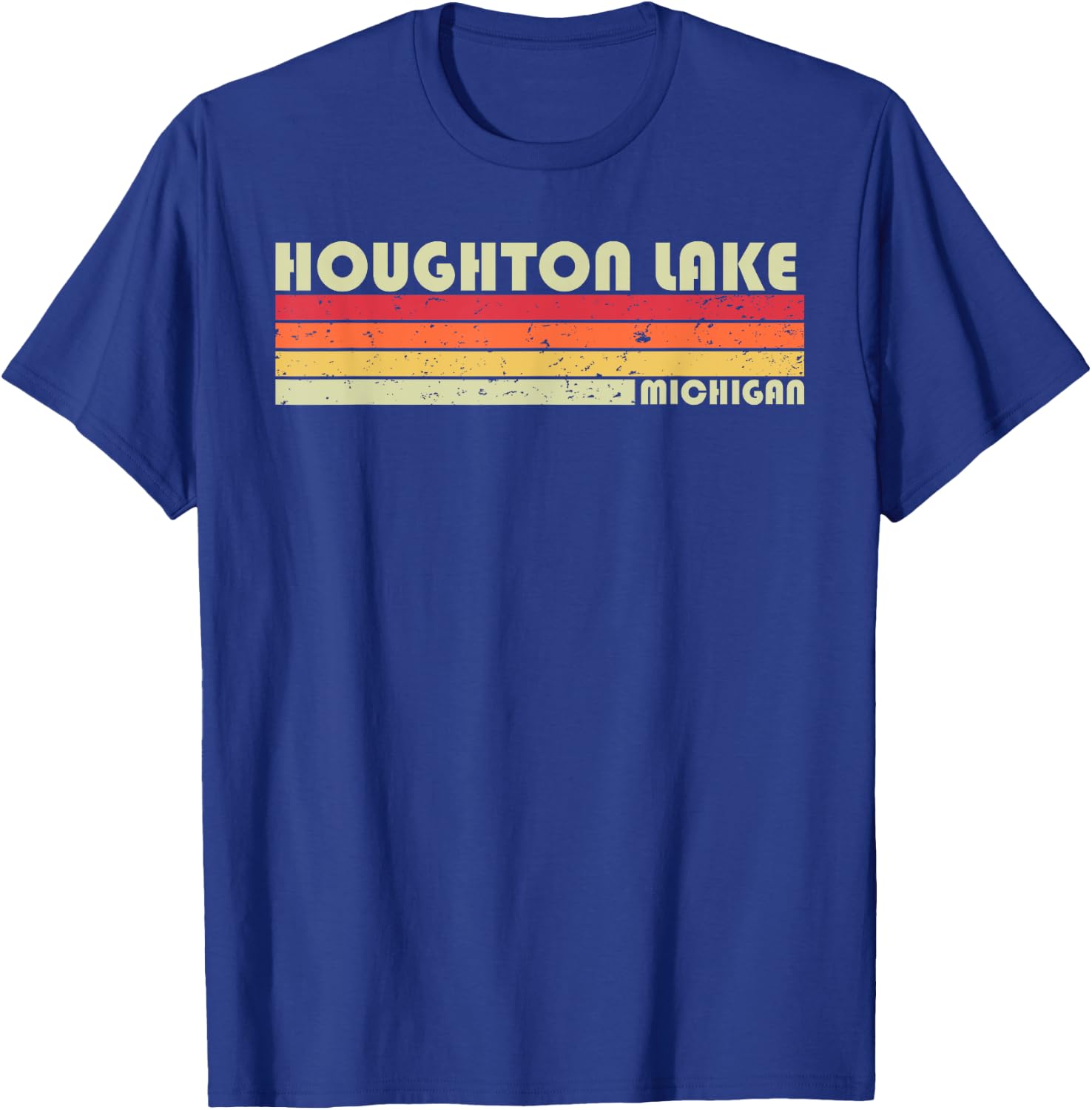 HOUGHTON LAKE MICHIGAN Funny Fishing Camping Summer Gift T-Shirt - T-Shirt | Royal