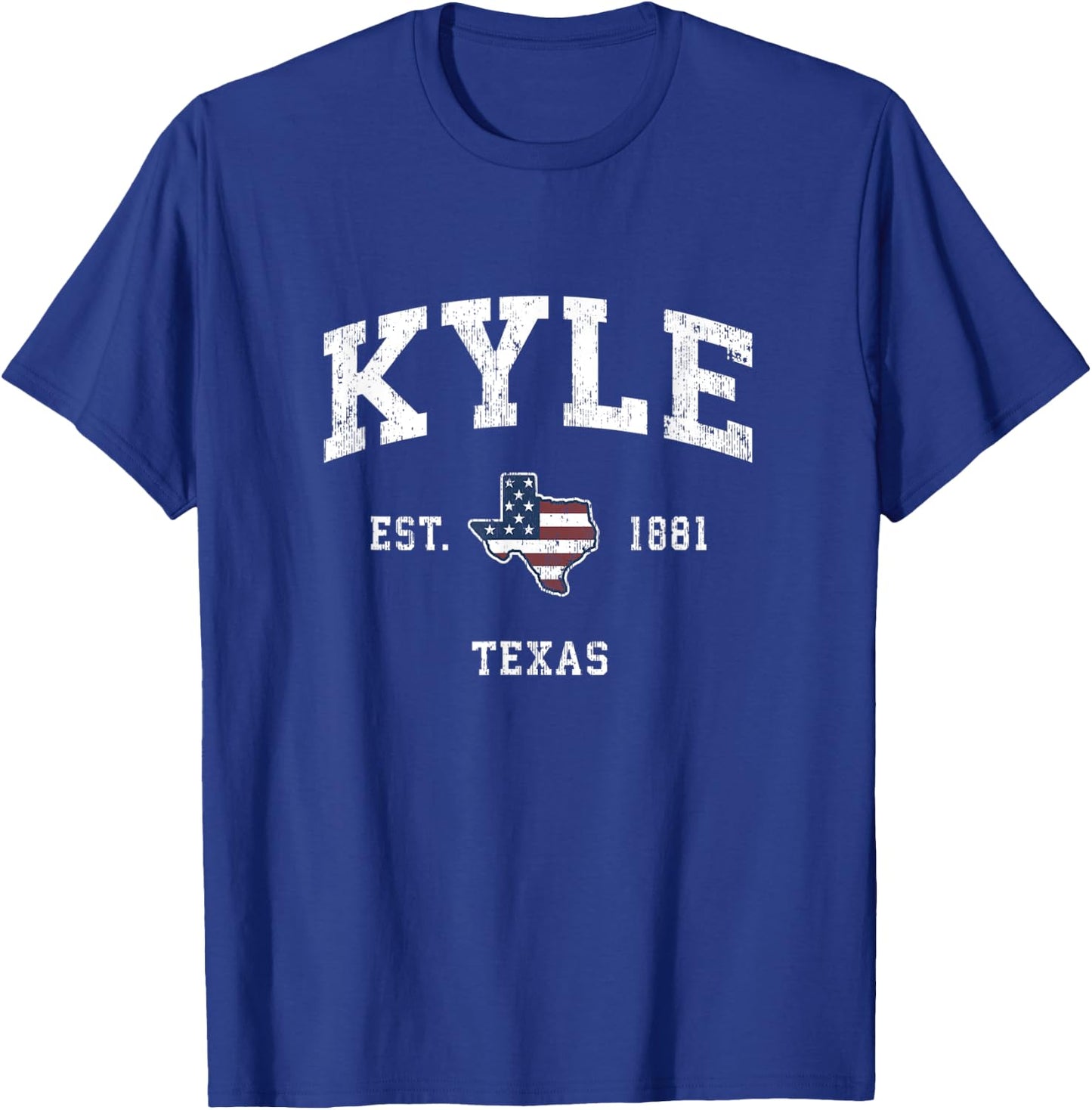 Kyle Texas TX Vintage American Flag Sports Design Kids Men T-Shirt - T-Shirt | Royal