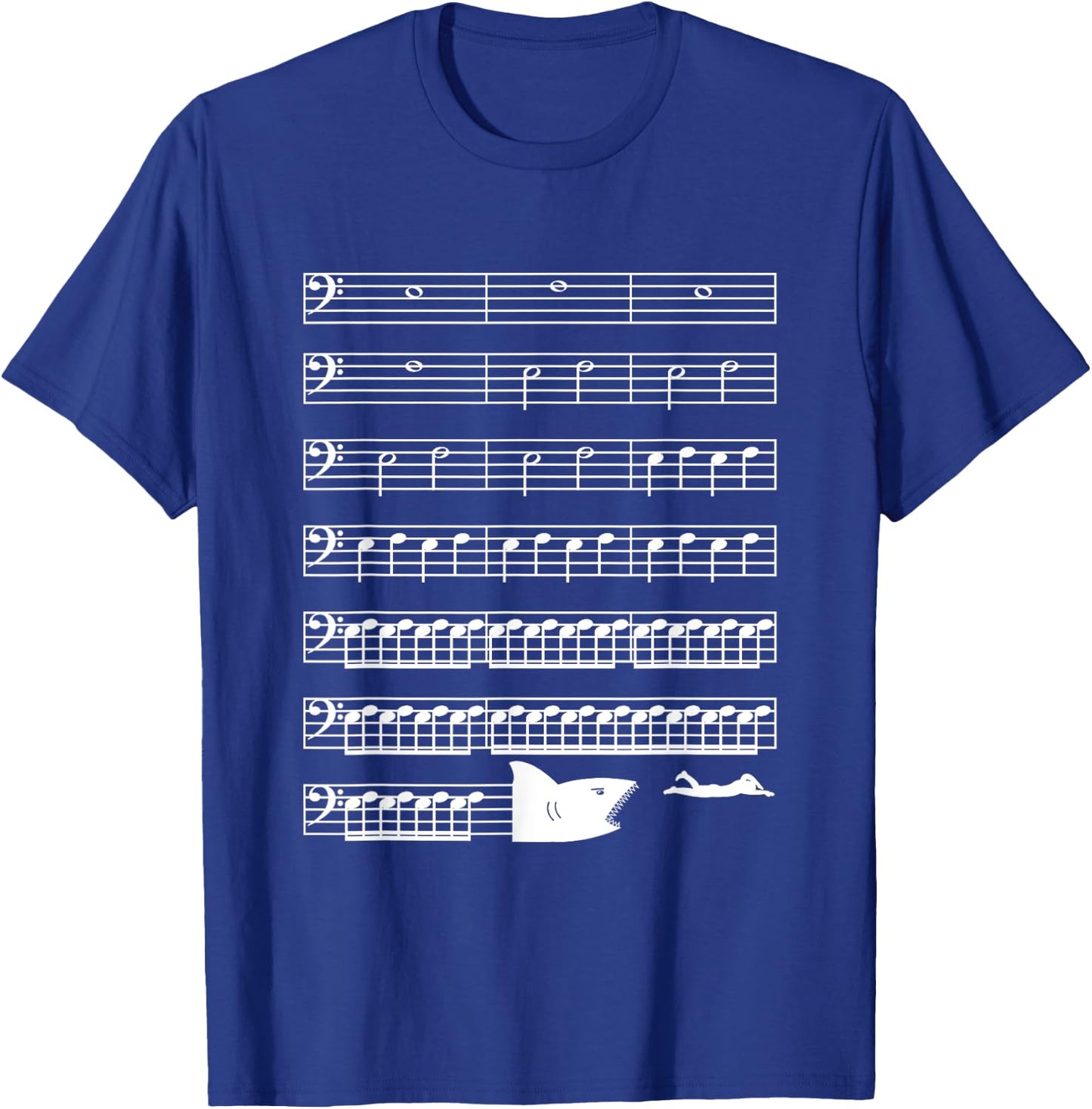 Funny Music Shark Bass Clef Classical Musician T-Shirt - T-Shirt | Royal