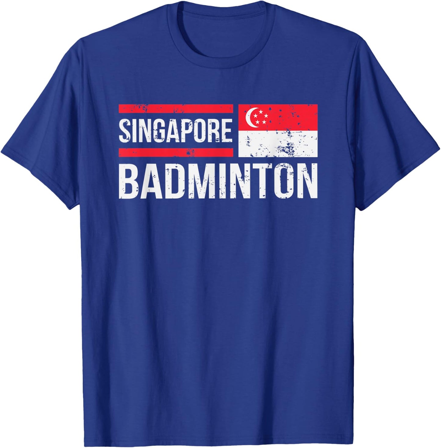 Singapore Badminton Flag Racket Sport Birdie Player Fan Gift T-Shirt - T-Shirt | Royal