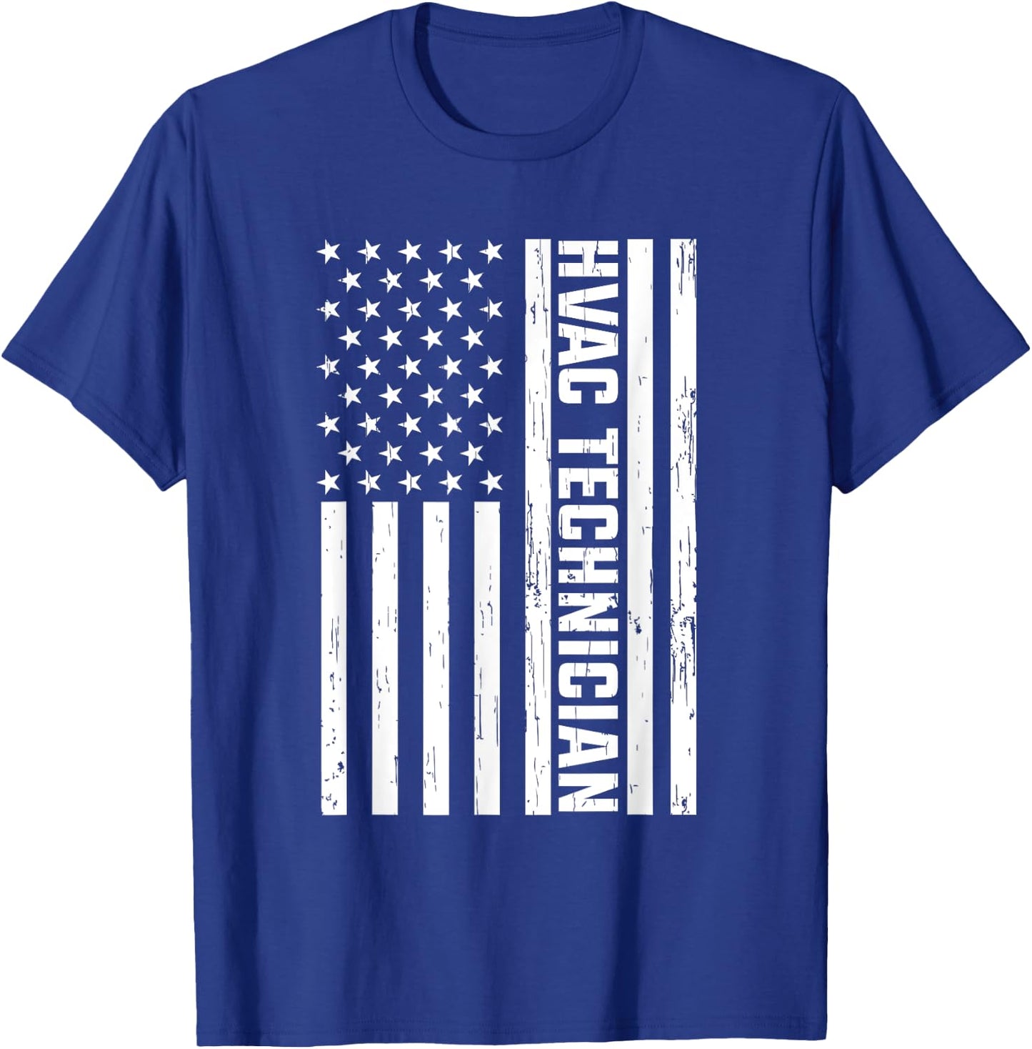 Funny HVAC Gift Cool HVAC Technician American Flag T-Shirt - T-Shirt | Royal
