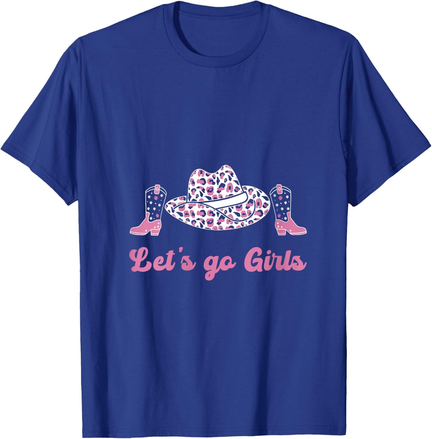 Let's Go Girls Shirt Cute Rodeo girl Pink cowgirl V-Neck T-Shirt - T-Shirt | Royal