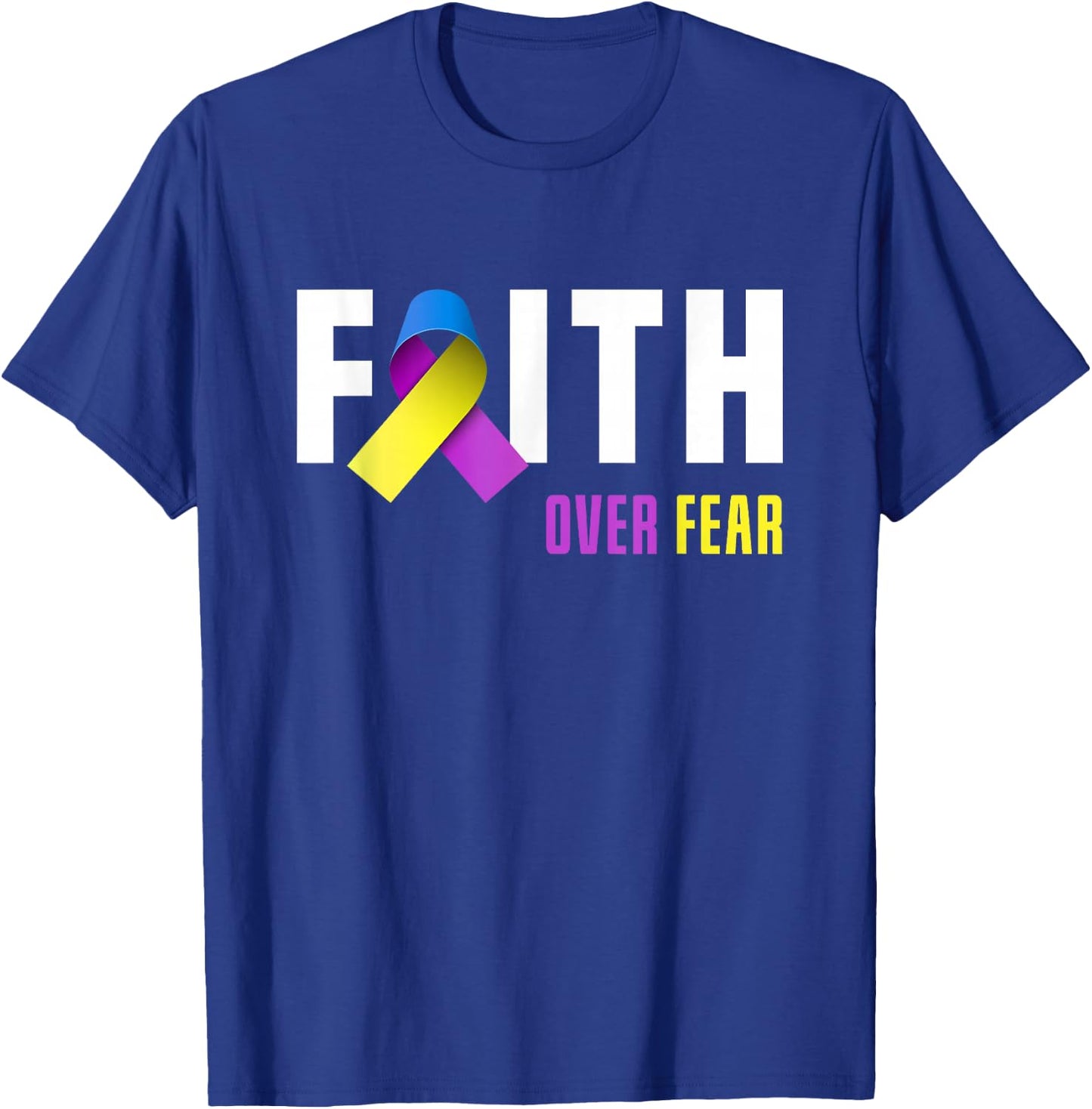 Bladder Cancer Warrior Faith God Bladder Cancer Awareness T-Shirt - T-Shirt | Royal