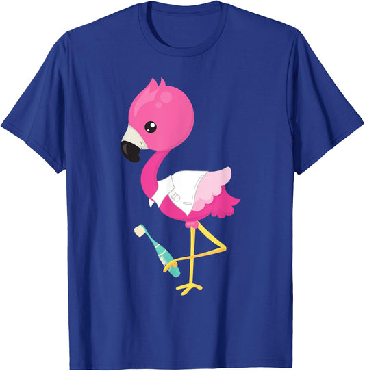 Pink Flamingo Doctor Dental Clinic Surgery Oral Care Dentist T-Shirt - T-Shirt | Royal