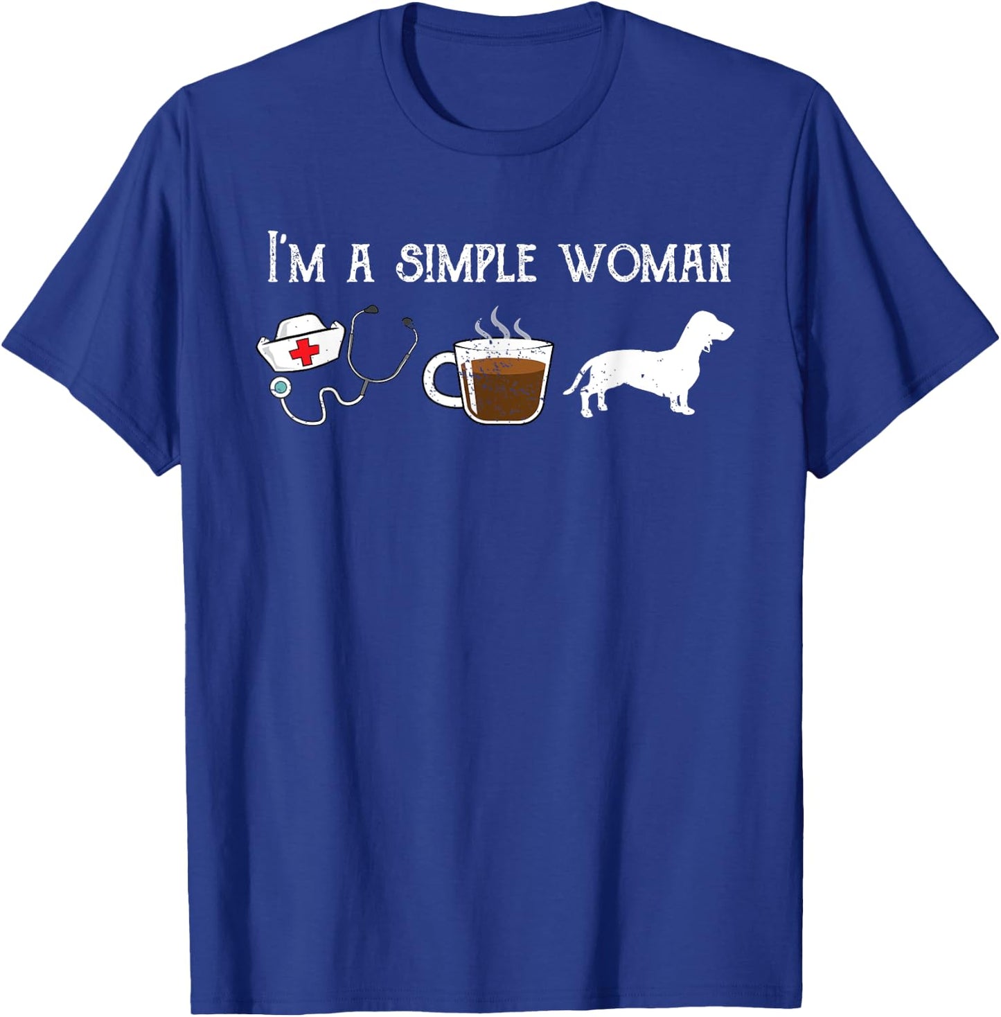 Funny Nurse Tea Coffee Lover Cute Dachshund Wiener Dog Mom T-Shirt - T-Shirt | Royal