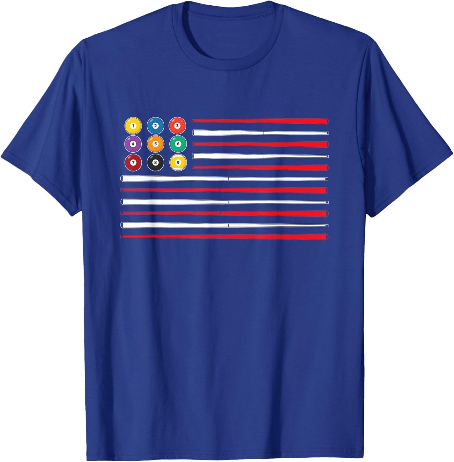 Billiards American Flag Cue Pool Balls Billiard Player Gift T-Shirt - T-Shirt | Royal