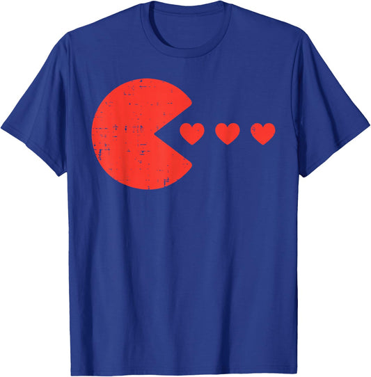 Valentines Day Gamer Eating Hearts Men Boys Kids Youth Teen T-Shirt - T-Shirt | Royal