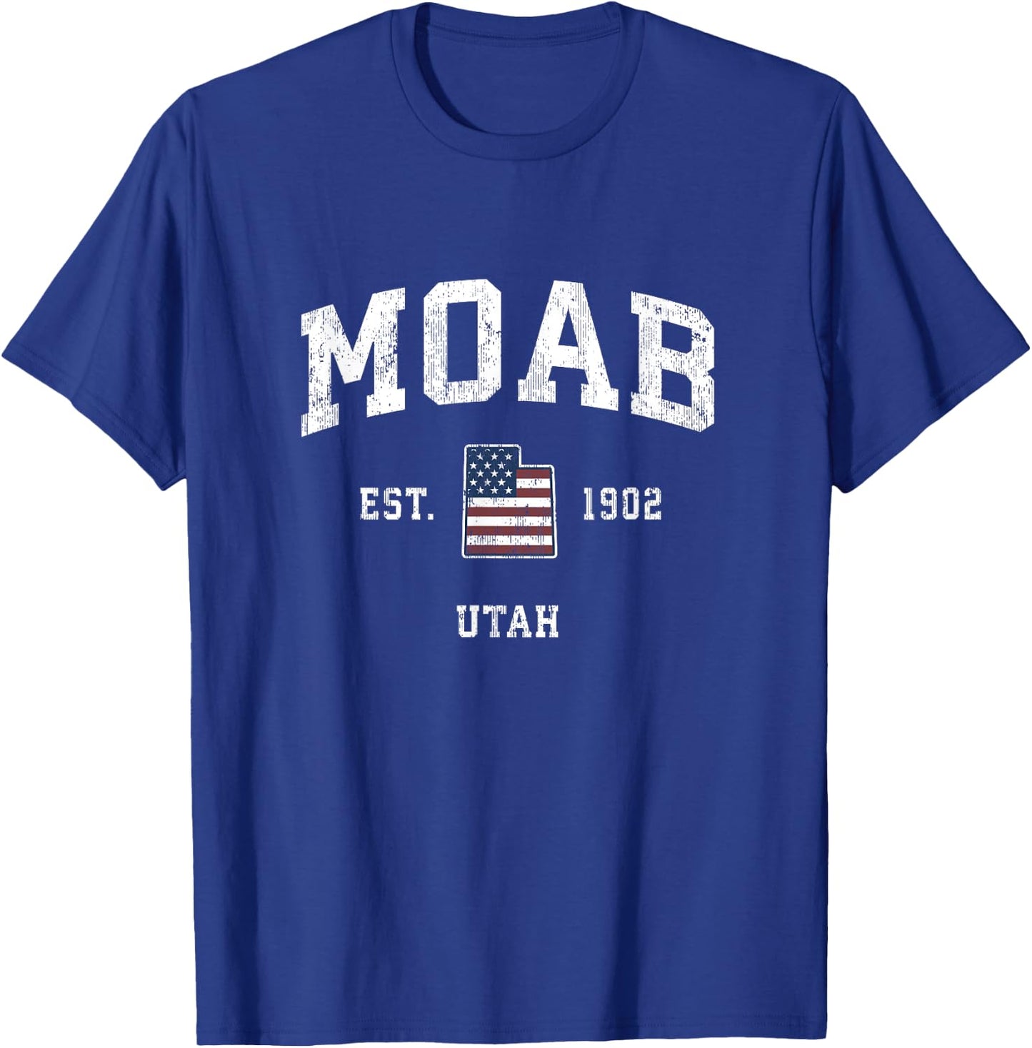 Moab Utah UT Vintage American Flag Sports Design Women Kids Men T-Shirt - T-Shirt | Royal