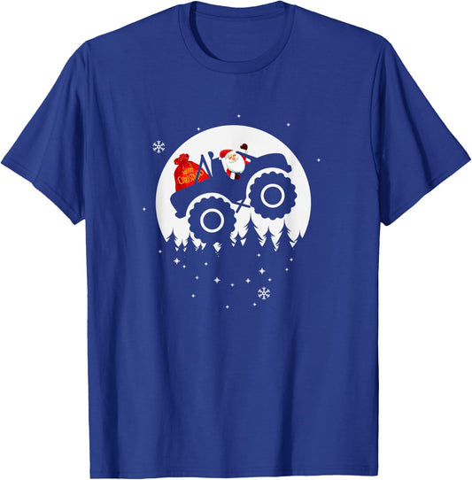 Monster Truck Pajama Christmas T-Shirt - T-Shirt | Royal