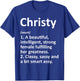 CHRISTY Definition Personalized Name Funny Christmas Gift T-Shirt - T-Shirt | Royal