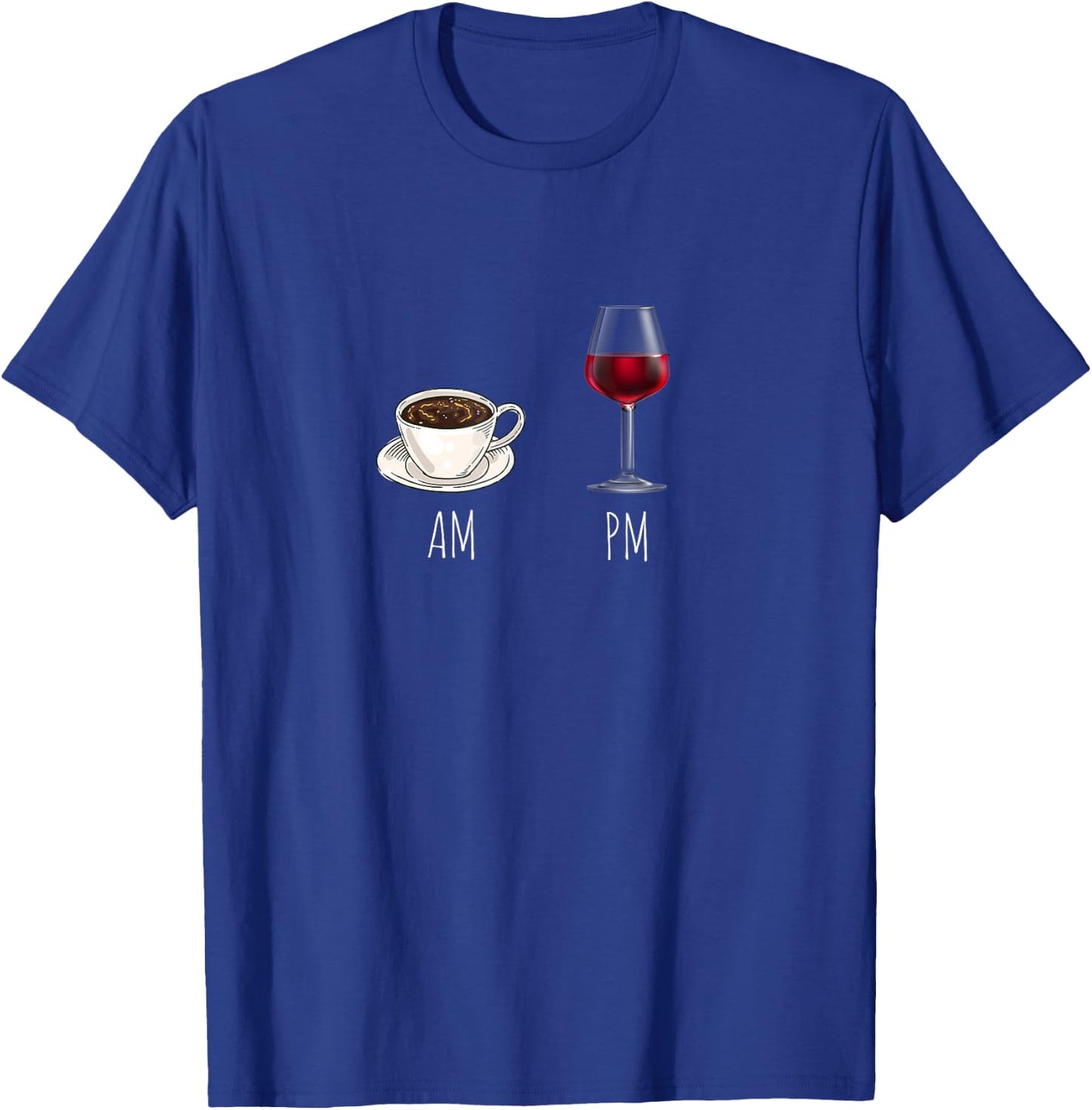 Morning Coffee Wine in the Evening Latte Clock Wine Clock Funny T-Shirt - T-Shirt | Royal