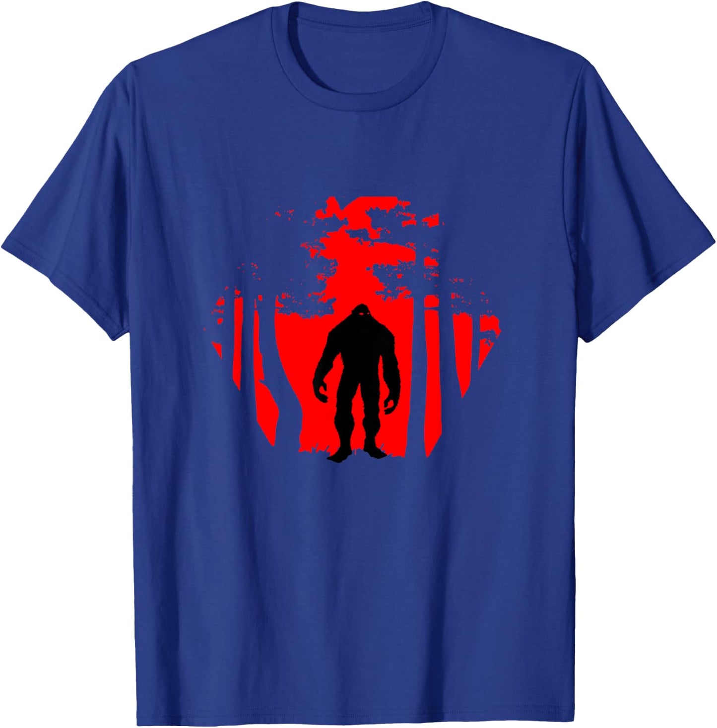Scary Bigfoot in the woods T-Shirt - T-Shirt | Royal