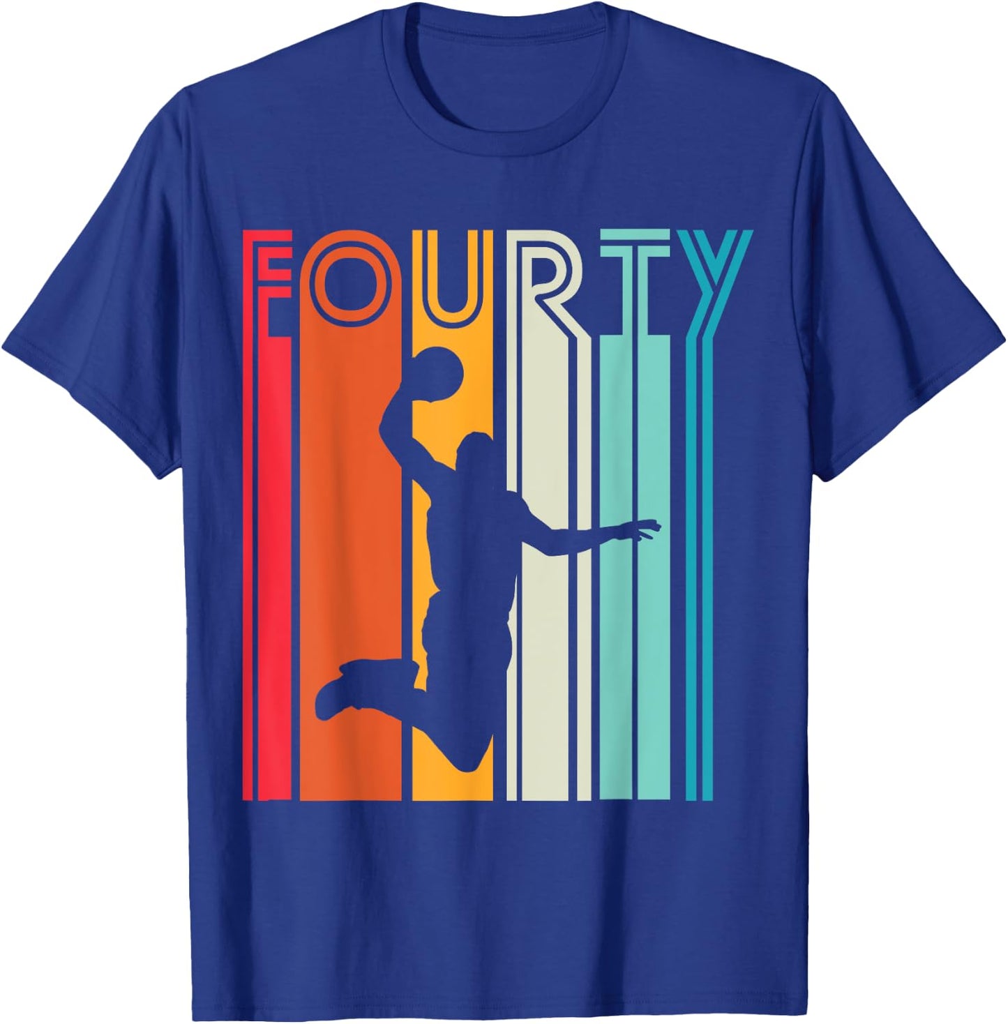 40th Birthday Basketball Lover Gift 40 Years Old Retro T-Shirt - T-Shirt | Royal