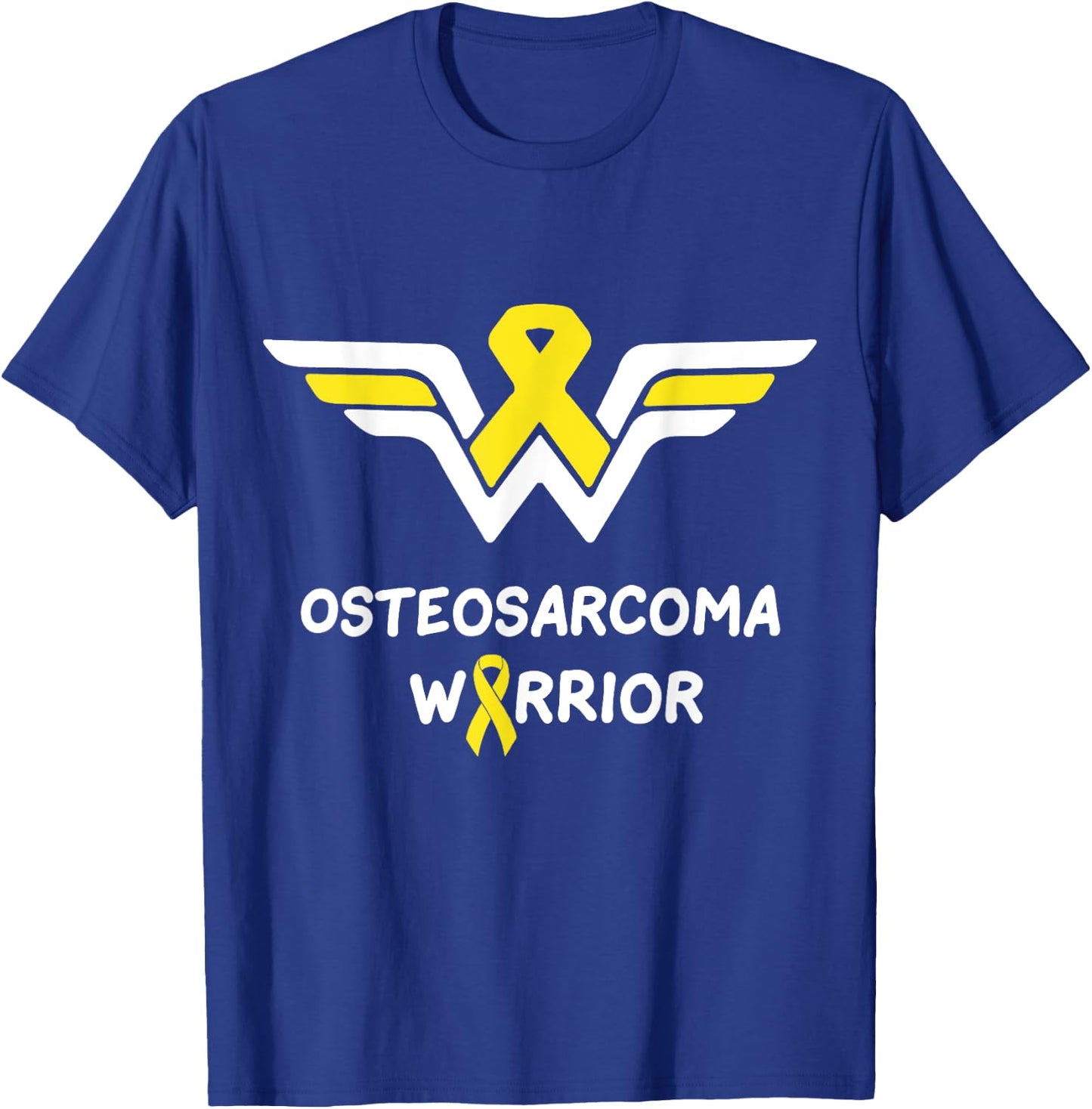 Osteosarcoma Awareness Warrior Support Yellow Ribbon Gifts T-Shirt - T-Shirt | Royal