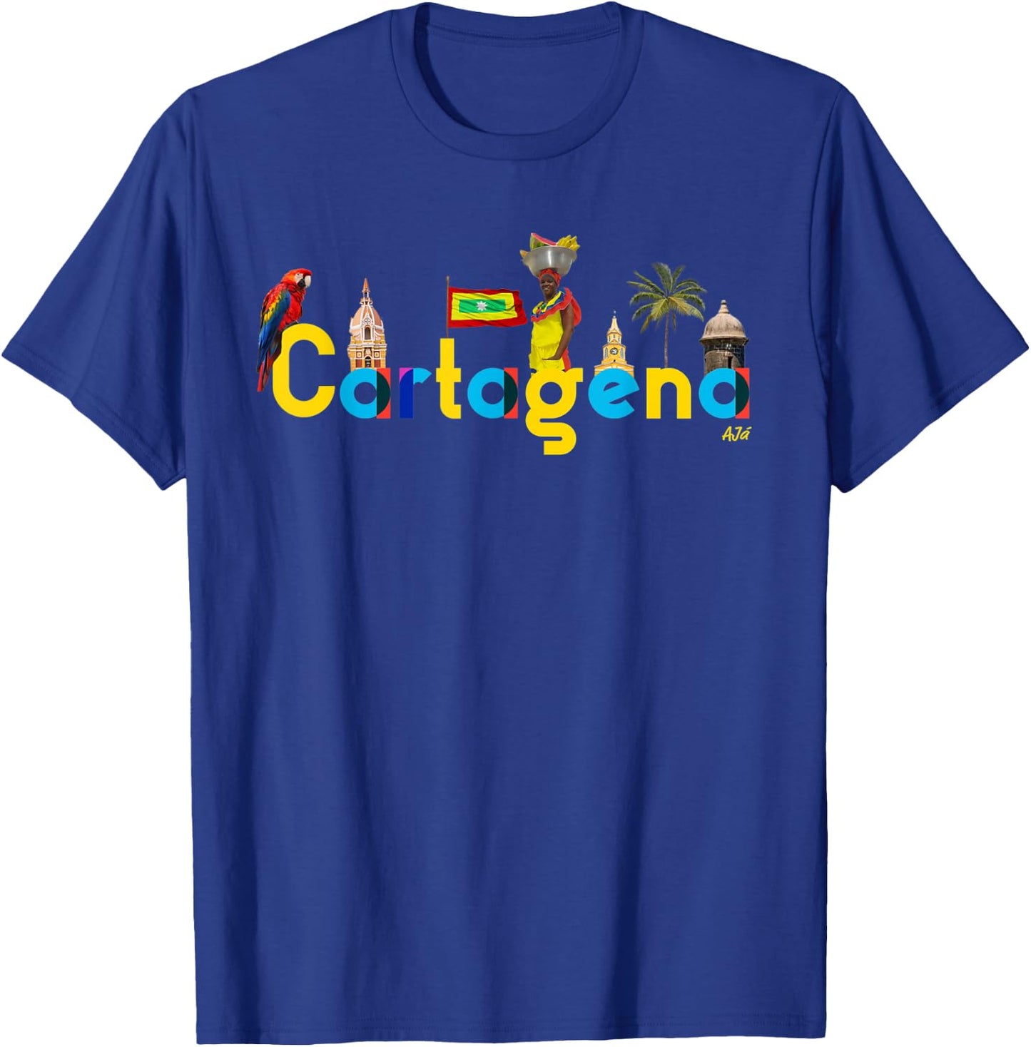 AJ.co Hecho en Cartagena Colombia - Men's -Adults Black Small Classic Fit Short Sleeve T-Shirt - T-Shirt | Royal