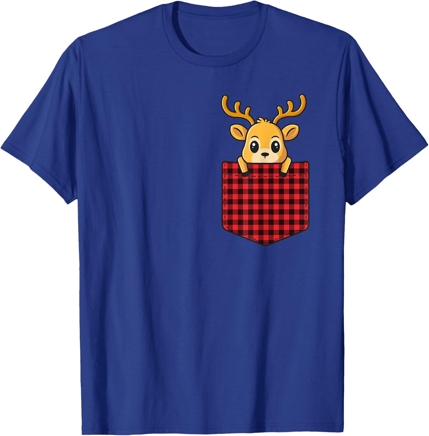 Christmas T Shirt Kids Pocket Animal Reindeer T-Shirt - T-Shirt | Royal