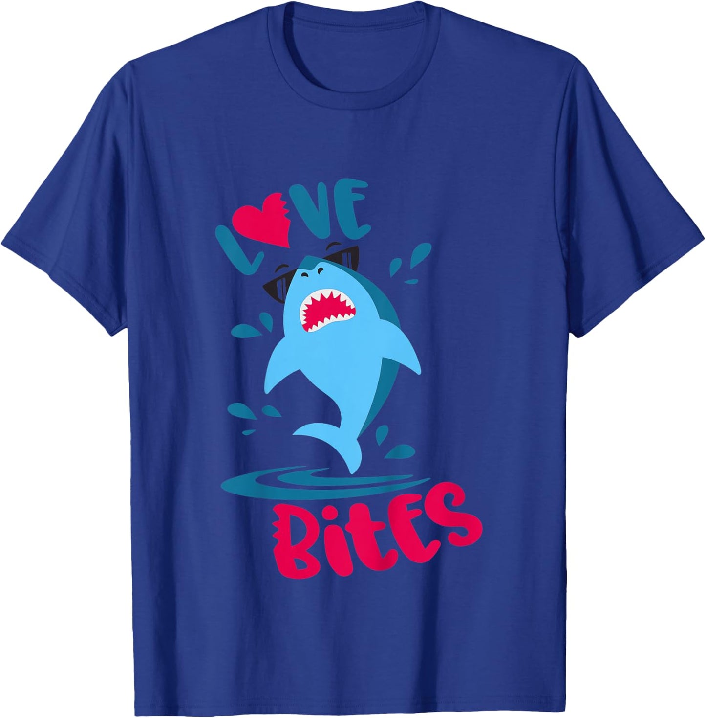 Kids Funny Shark Love Bites Boys Valentines Day T-Shirt - T-Shirt | Royal