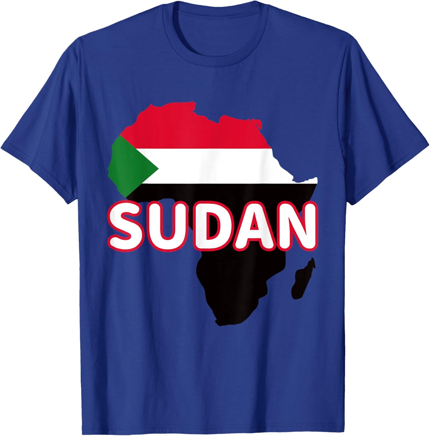 Sudan Sudanese Pride Flag Map Africa Print T-Shirt - T-Shirt | Royal