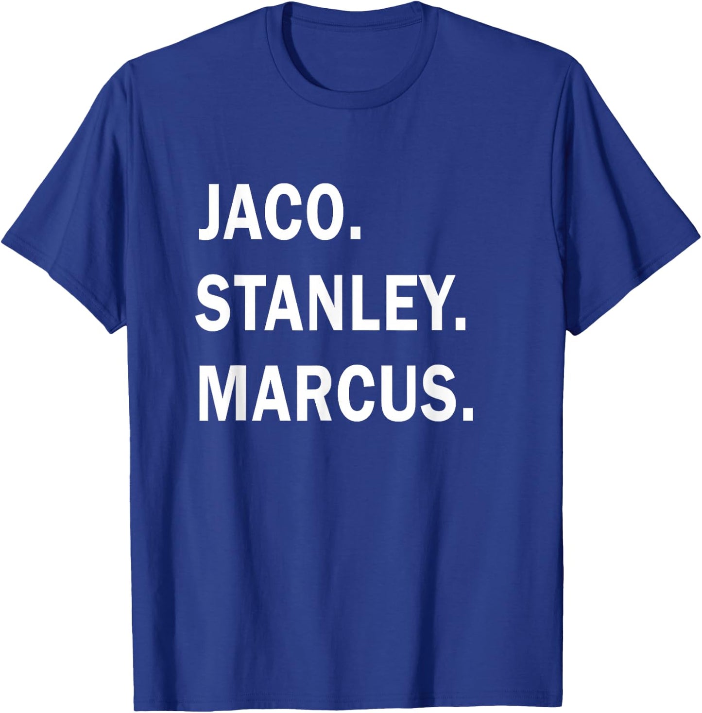 Jaco. Stanley. Marcus. Jazz Guitar Gods Musician T-Shirt - T-Shirt | Royal