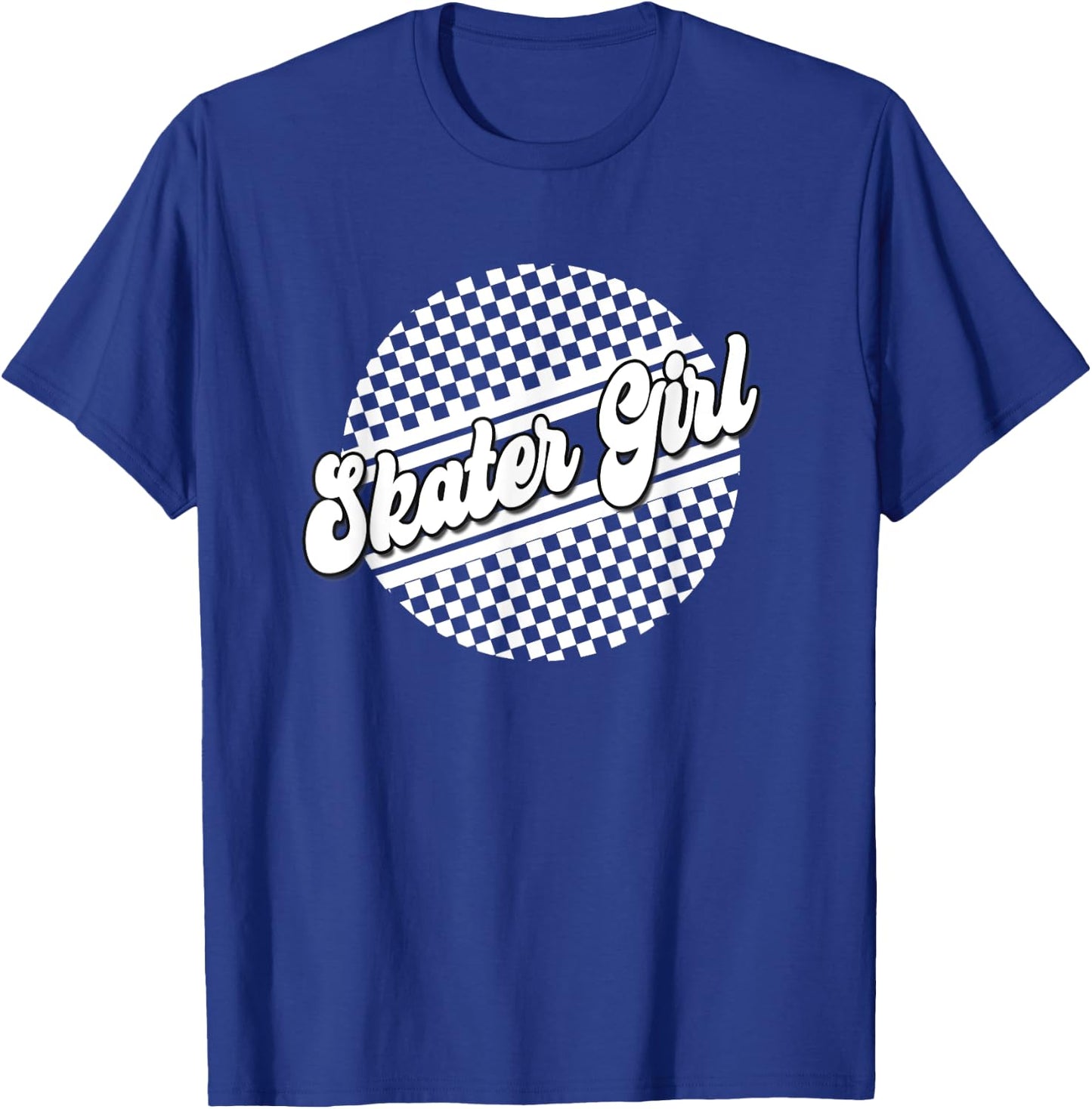 Skater Girl Checkered Skate Wear Black & White T-Shirt - T-Shirt | Royal