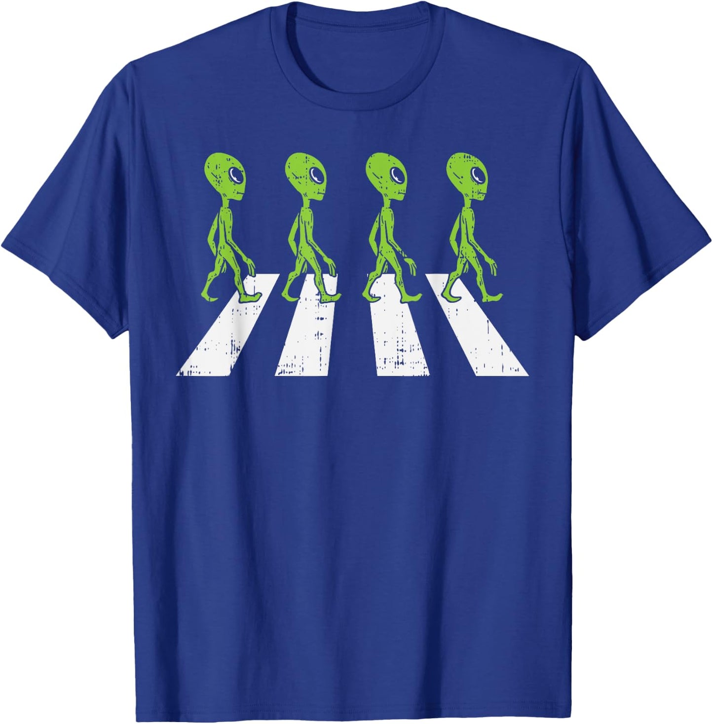 Aliens Crossing Road Funny Crosswalk Pun Space Lover Gift T-Shirt - T-Shirt | Royal