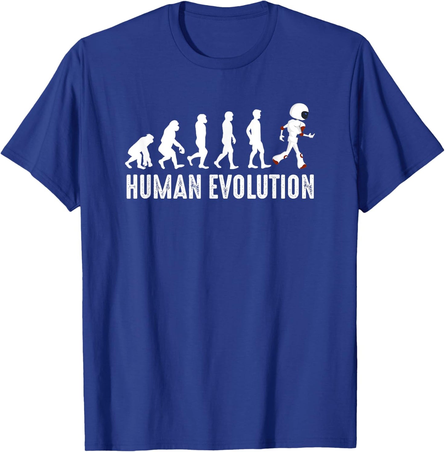 Vintage Human Evolution To Robots Modern Technology Robotics T-Shirt - T-Shirt | Royal