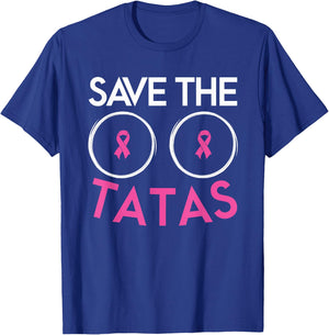 Save The Tatas Breast Cancer Awareness Warrior Pink Ribbon T-Shirt - T-Shirt | Royal