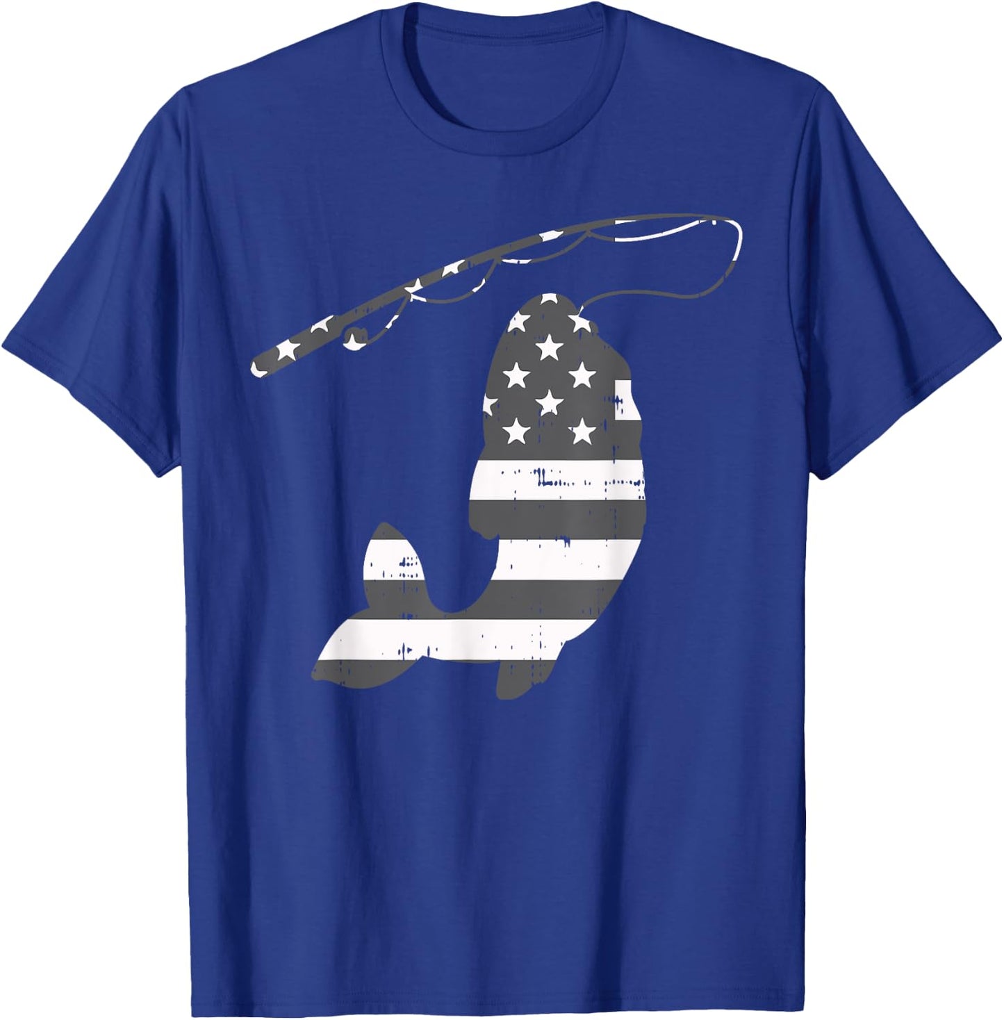American Flag Fish Silhouette Vintage Fishing Patriotic Gift Women Kids Men T-Shirt - T-Shirt | Royal