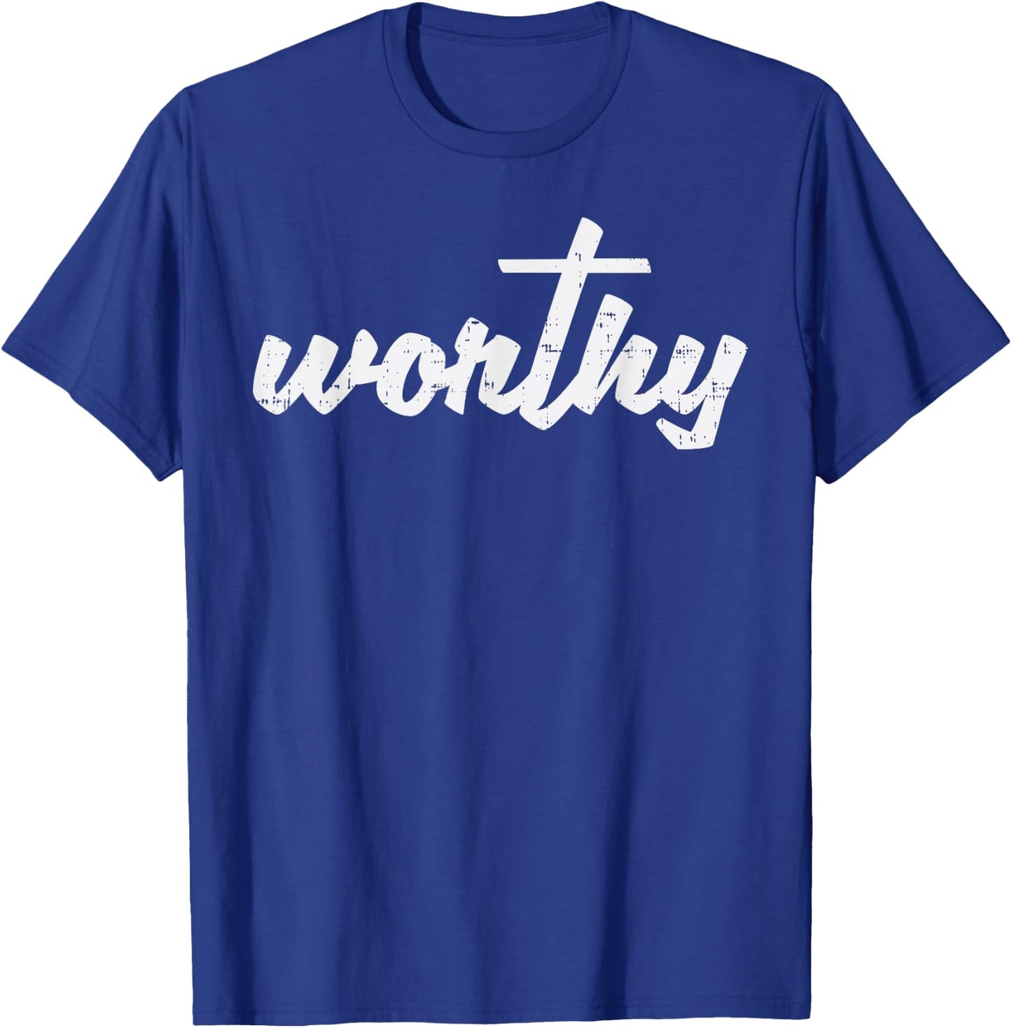 Worthy Cross God Jesus Faith Grace Religious Christian Gift T-Shirt - T-Shirt | Royal