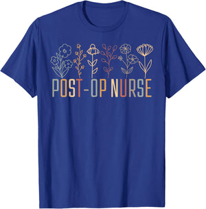 Retro Wildflowers Post-OP Nurse Post Anesthesia Surgical T-Shirt - T-Shirt | Royal