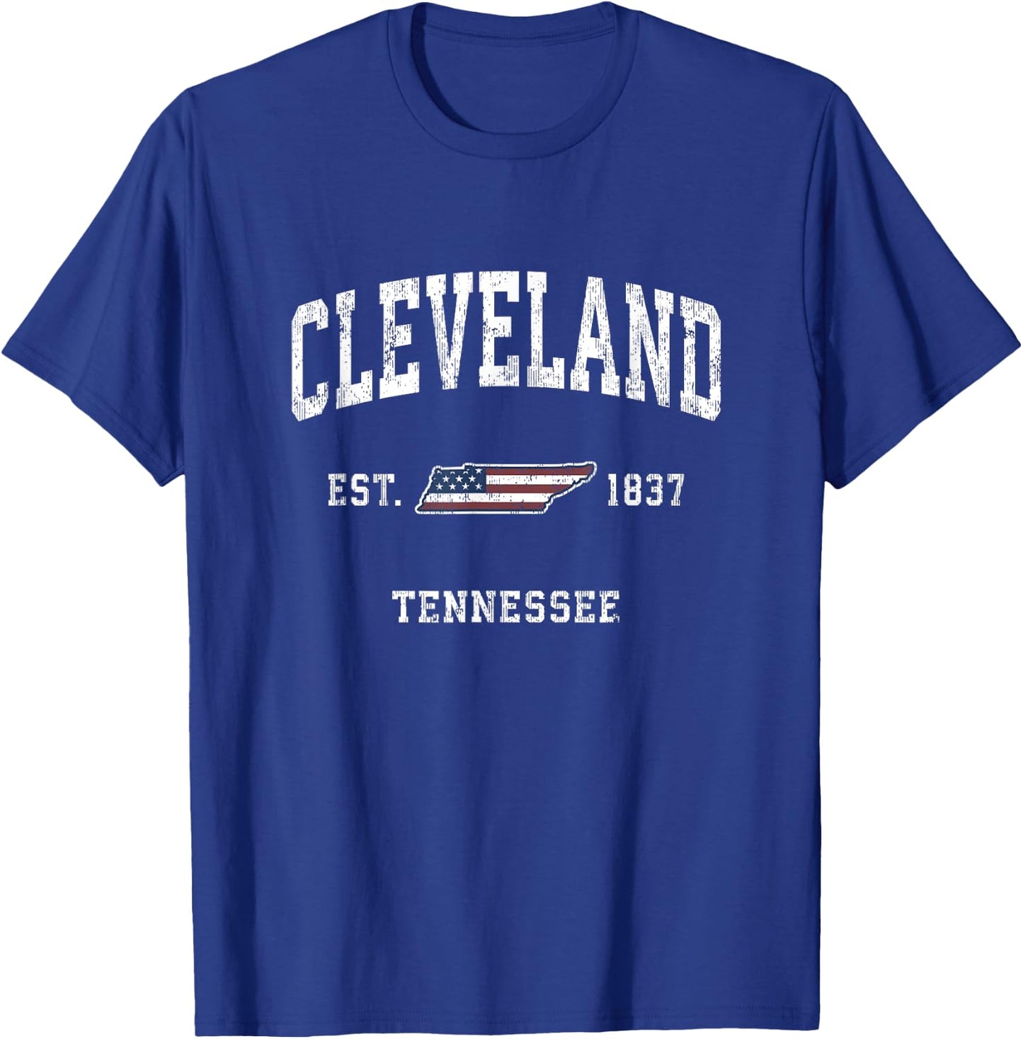 Cleveland Tennessee TN Vintage American Flag Sports Design Kids Men T-Shirt - T-Shirt | Royal
