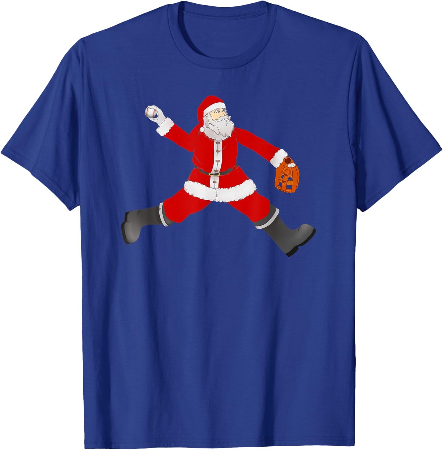 Baseball Santa Christmas No Hitter Pitcher Pitching Santa T-Shirt - T-Shirt | Royal