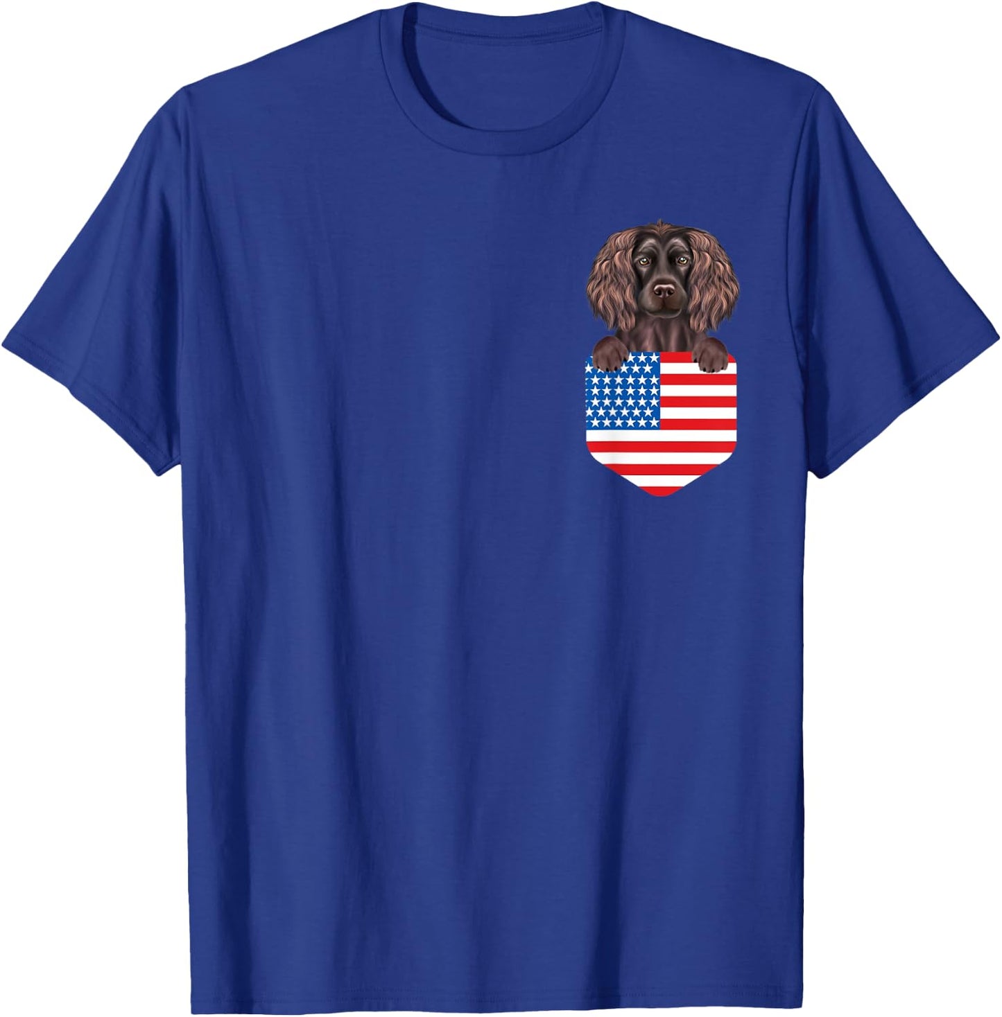 America Flag Boykin Spaniel Dog In Pocket T-Shirt - T-Shirt | Royal