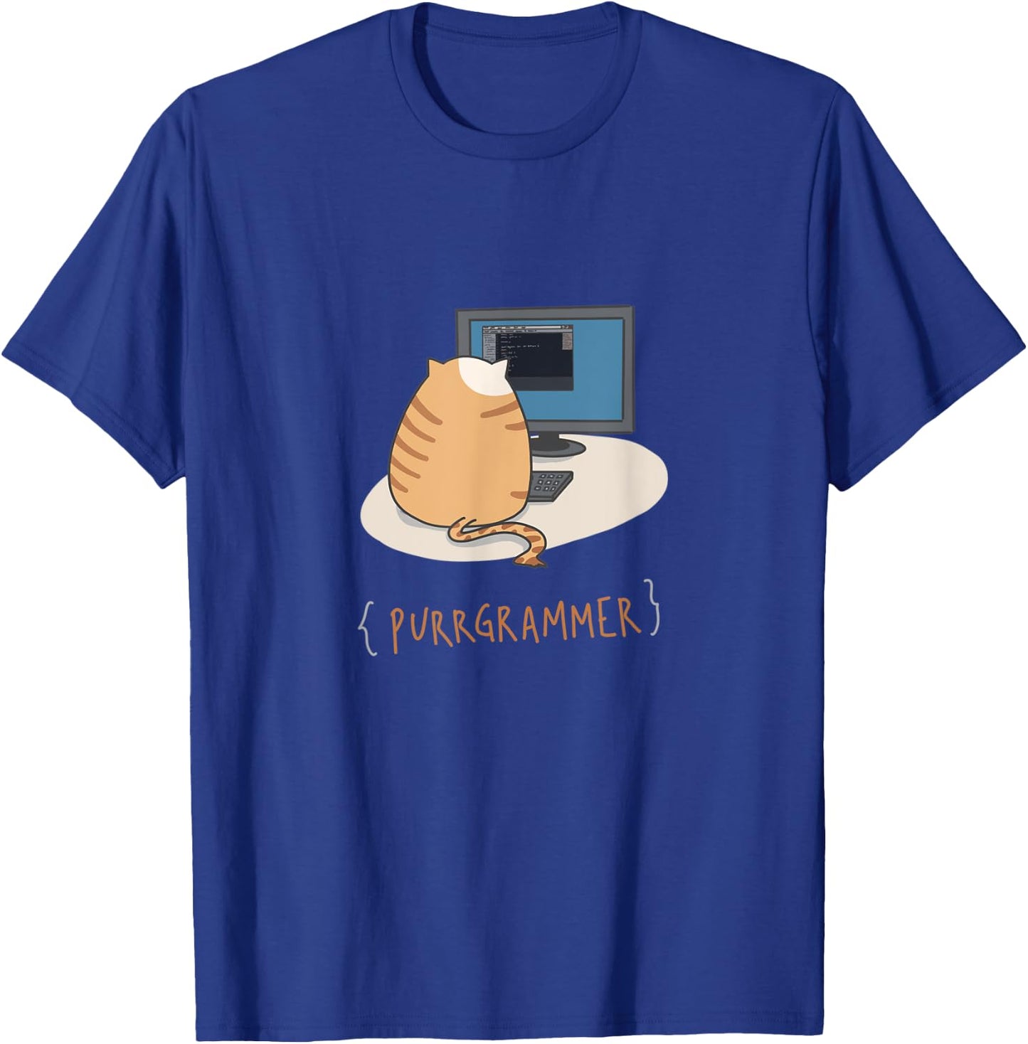 Purrgrammer - Cute Cat Coder T-Shirt - T-Shirt | Royal