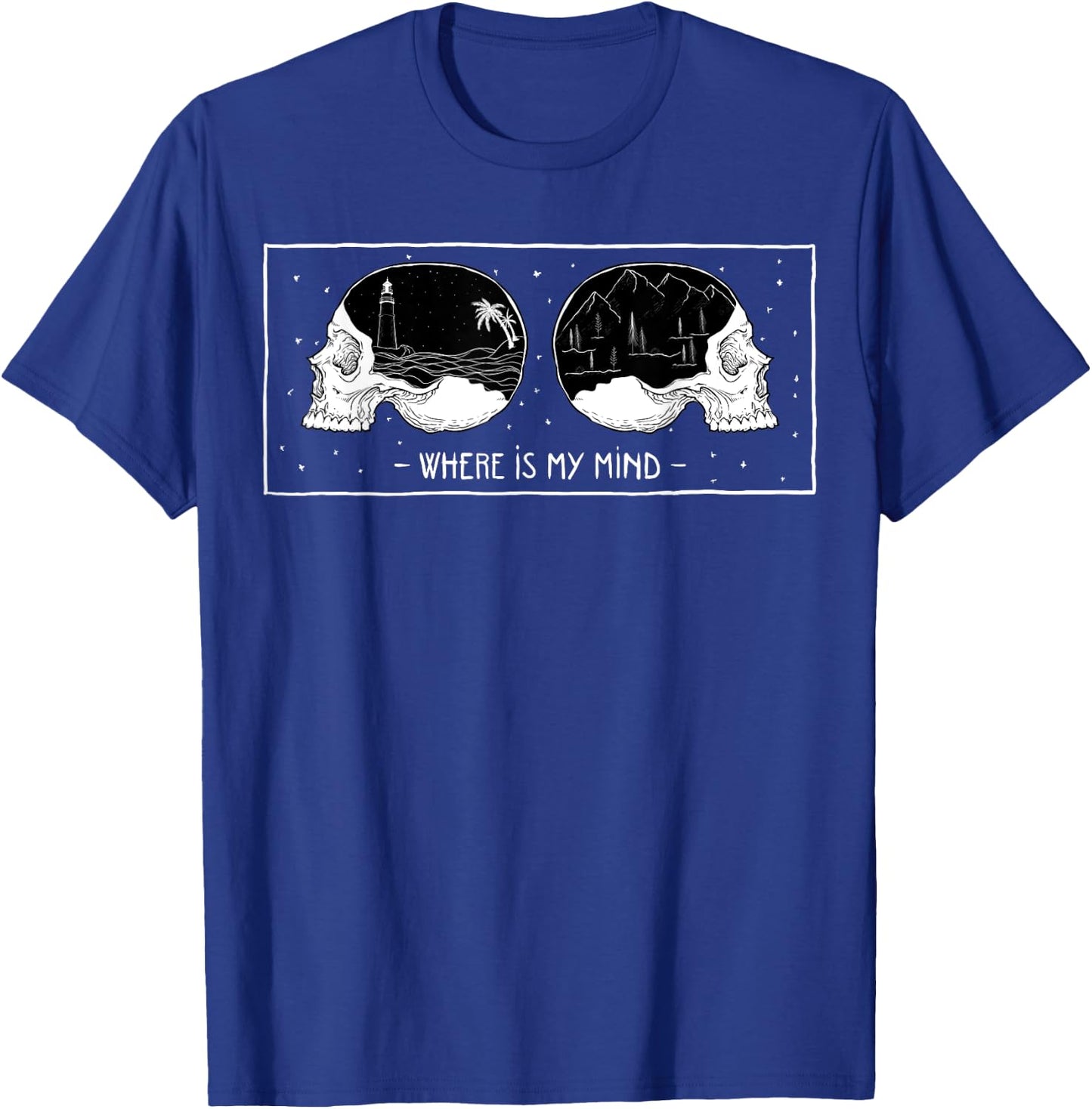 Where Is My Mind - Skeleton - Nature Graphic T-Shirt - T-Shirt | Royal