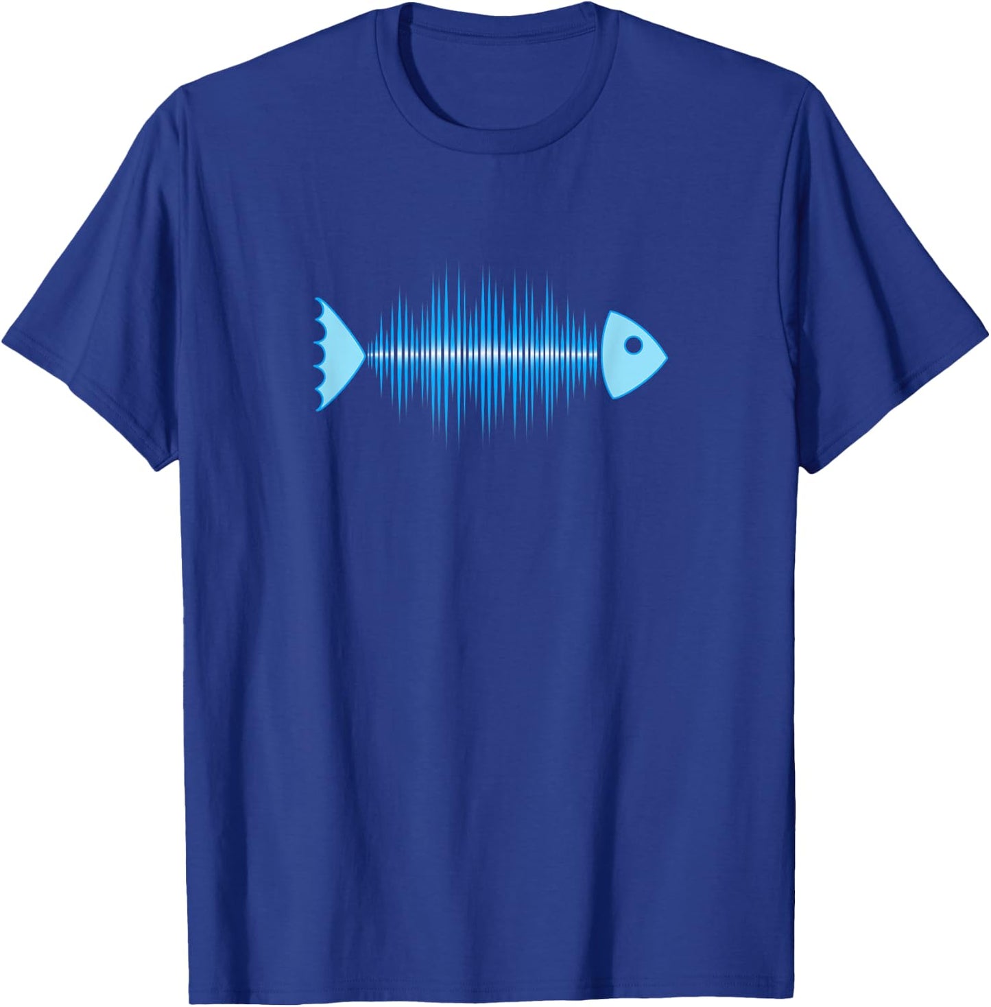 Fish bone sound waves music pulse audio equalizer heartbeat T-Shirt - T-Shirt | Royal