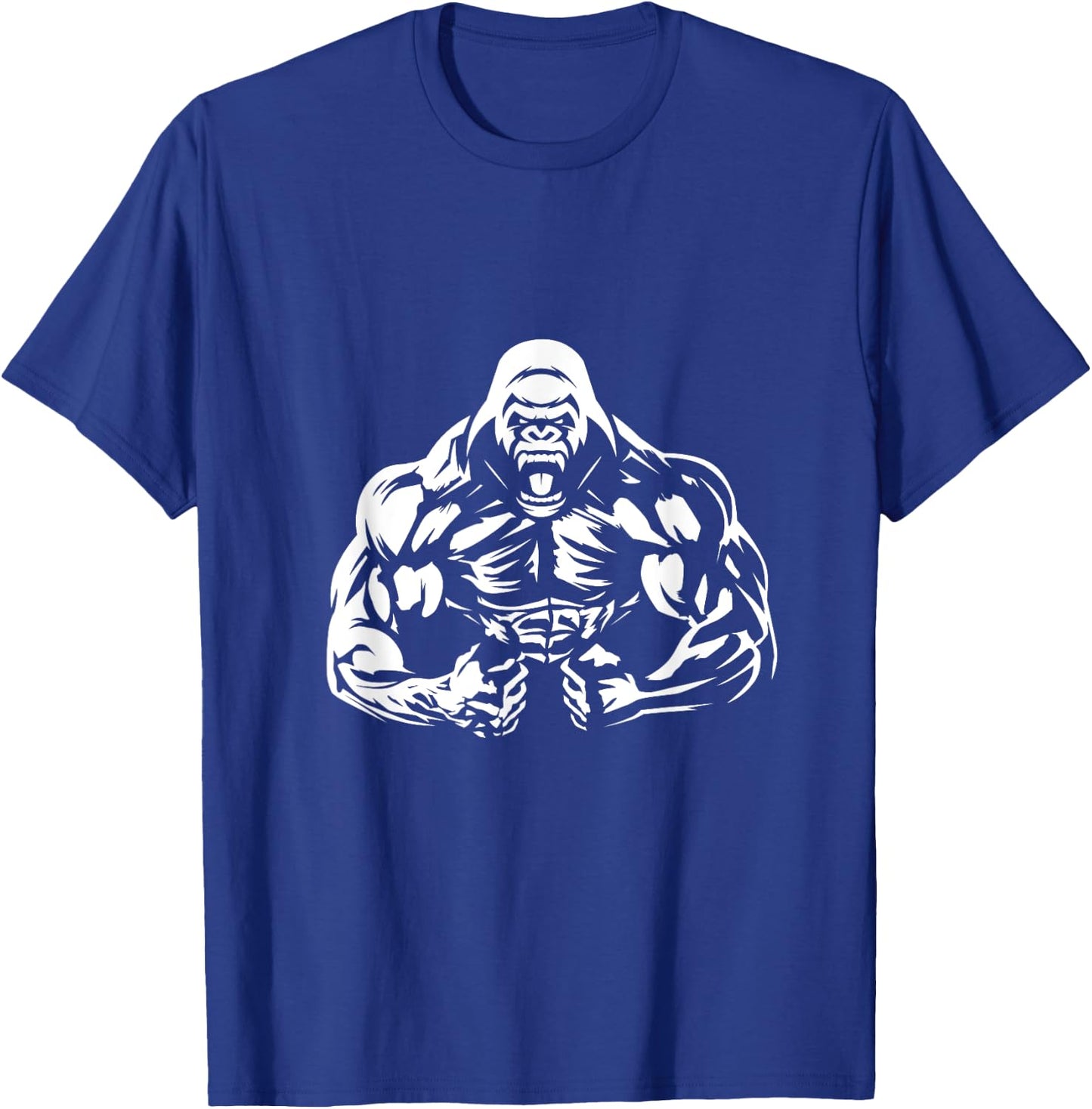 Vegan Fitness Gorilla Workout Apparel -Adults Gorilla Bodybuilder Vegan Workout Gym Strength Training T-Shirt - T-Shirt | Royal