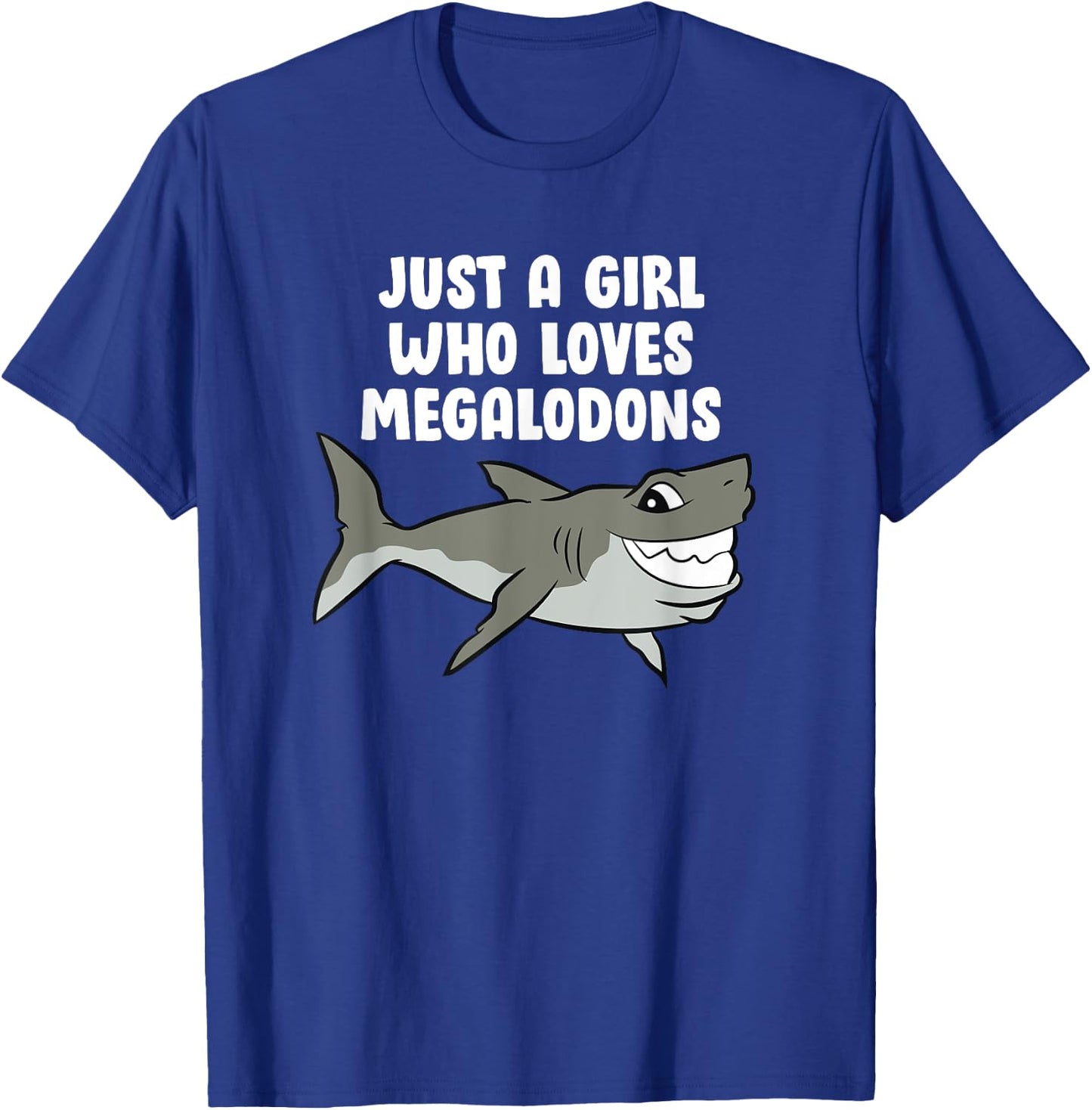 Just a Girl Who Loves Megalodons Kids Cartoon Megalodon T-Shirt - T-Shirt | Royal